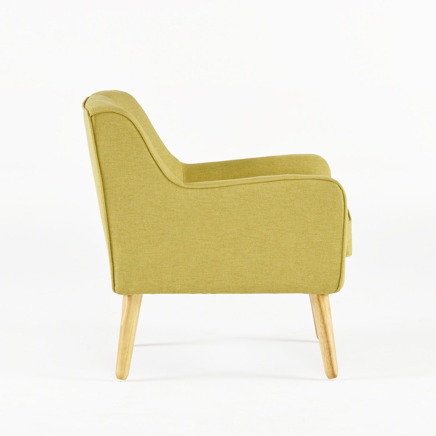 Vimora™ - Yellow Mid-Century Modern Arm Chair with Tufted Back and Birch Wood Legs