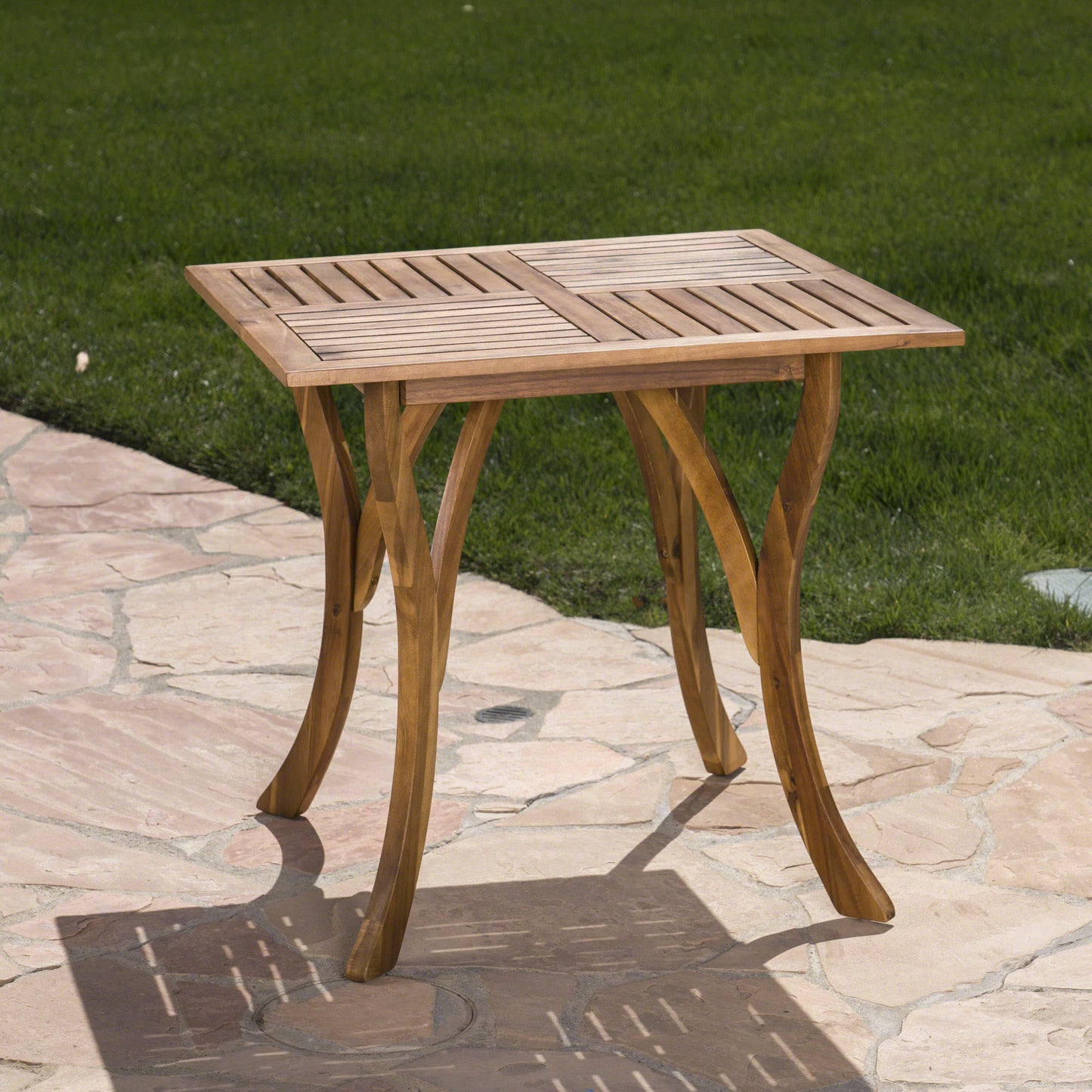 Teak-Finished 31.5'' Square Acacia Wood Outdoor Table for Stylish Patios