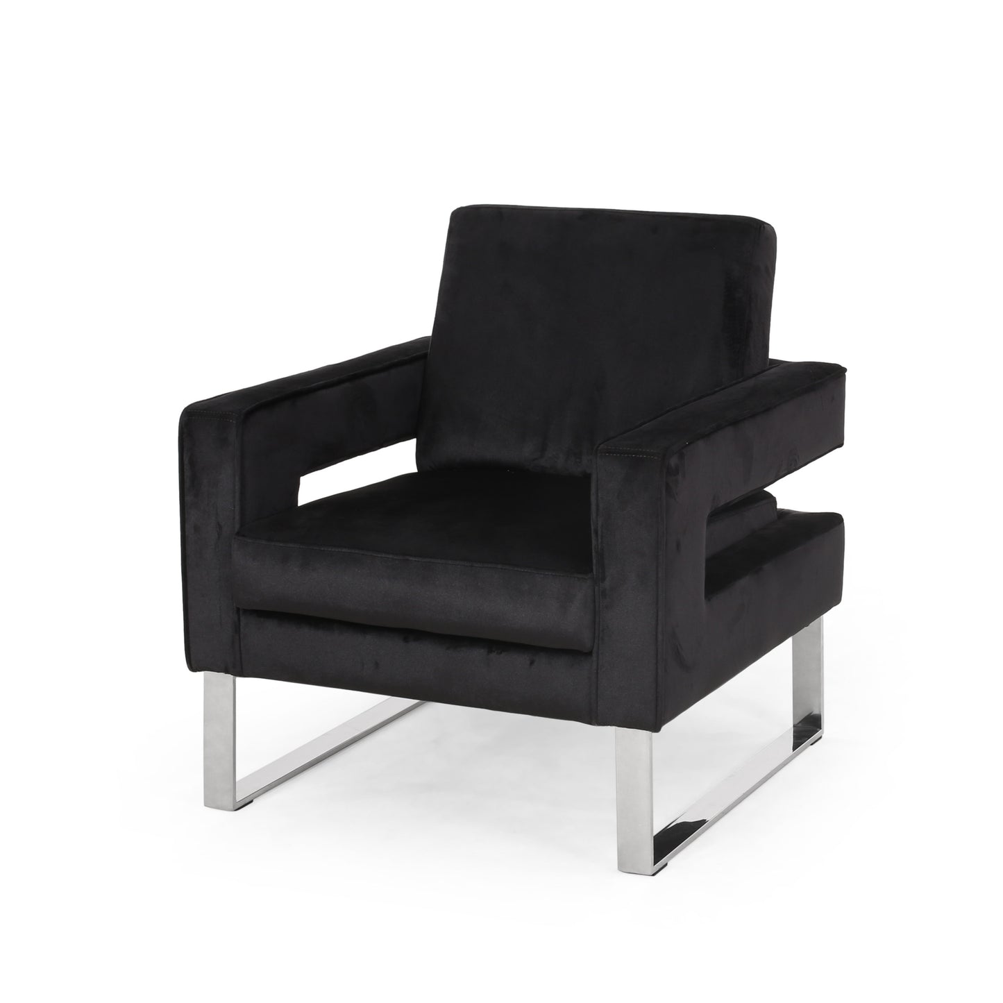 Franklin™ - Modern Velvet Club Chair with Geometric Design and Silver Accents