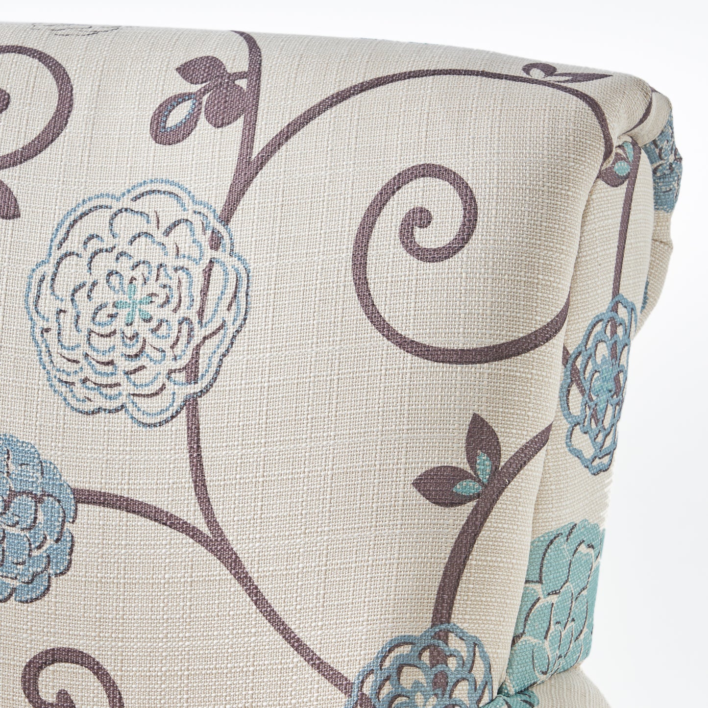 Vimora™ - Jasmine Club Chair in Blue Floral Fabric with Chic Rolled Armrests