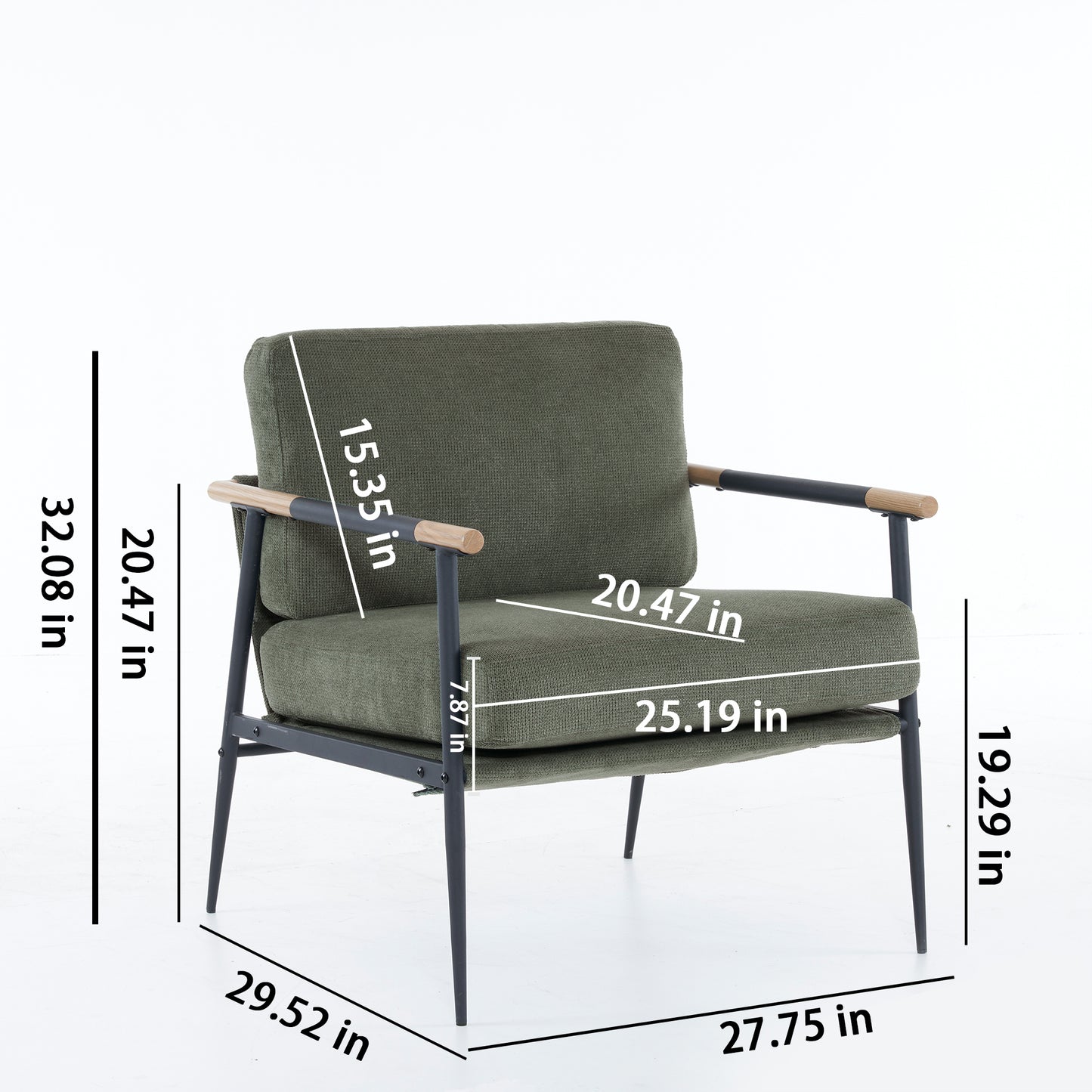 Vimora™ - Modern Chenille Fabric Accent Chair with Metal Frame in Green
