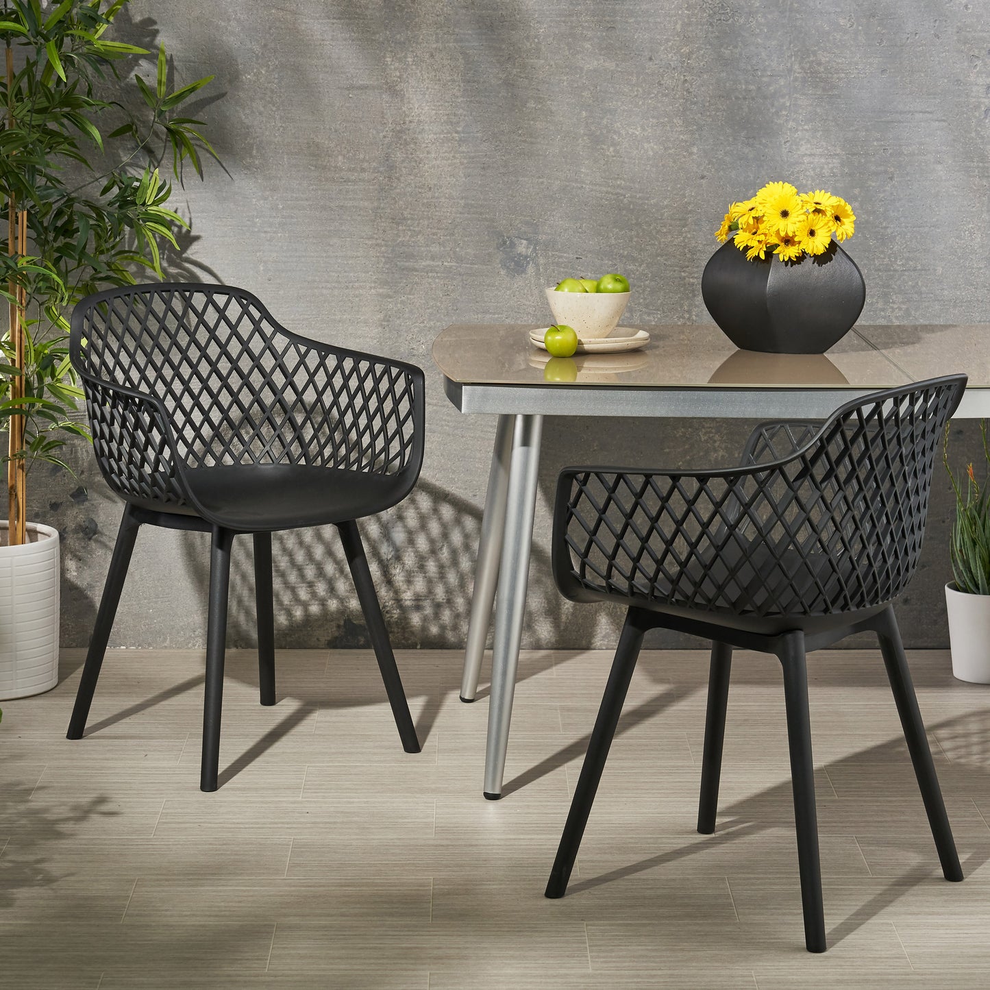 Vimora™ - Modern Black Outdoor Dining Chair with Weather-Resistant Polypropylene Design