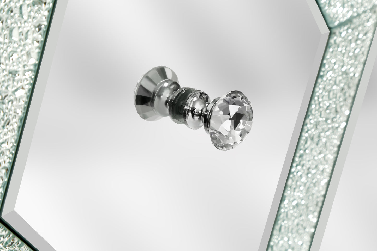 Vimora™ - Silver Storage Cabinet with Mirror Trim and Diamond Design