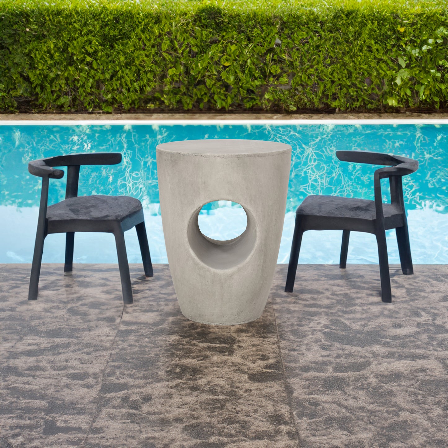 Sirius™ - Stylish Grey Magnesium Oxide Side Table for Outdoor Elegance
