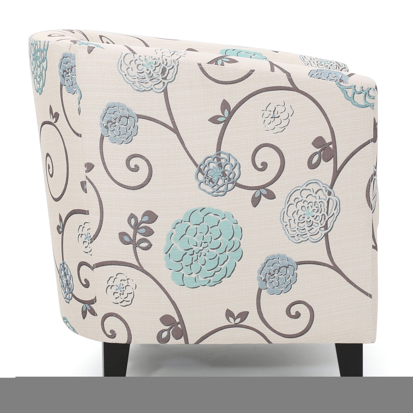 Vimora™ - White and Blue Fabric Club Chair with Birch Wood Legs