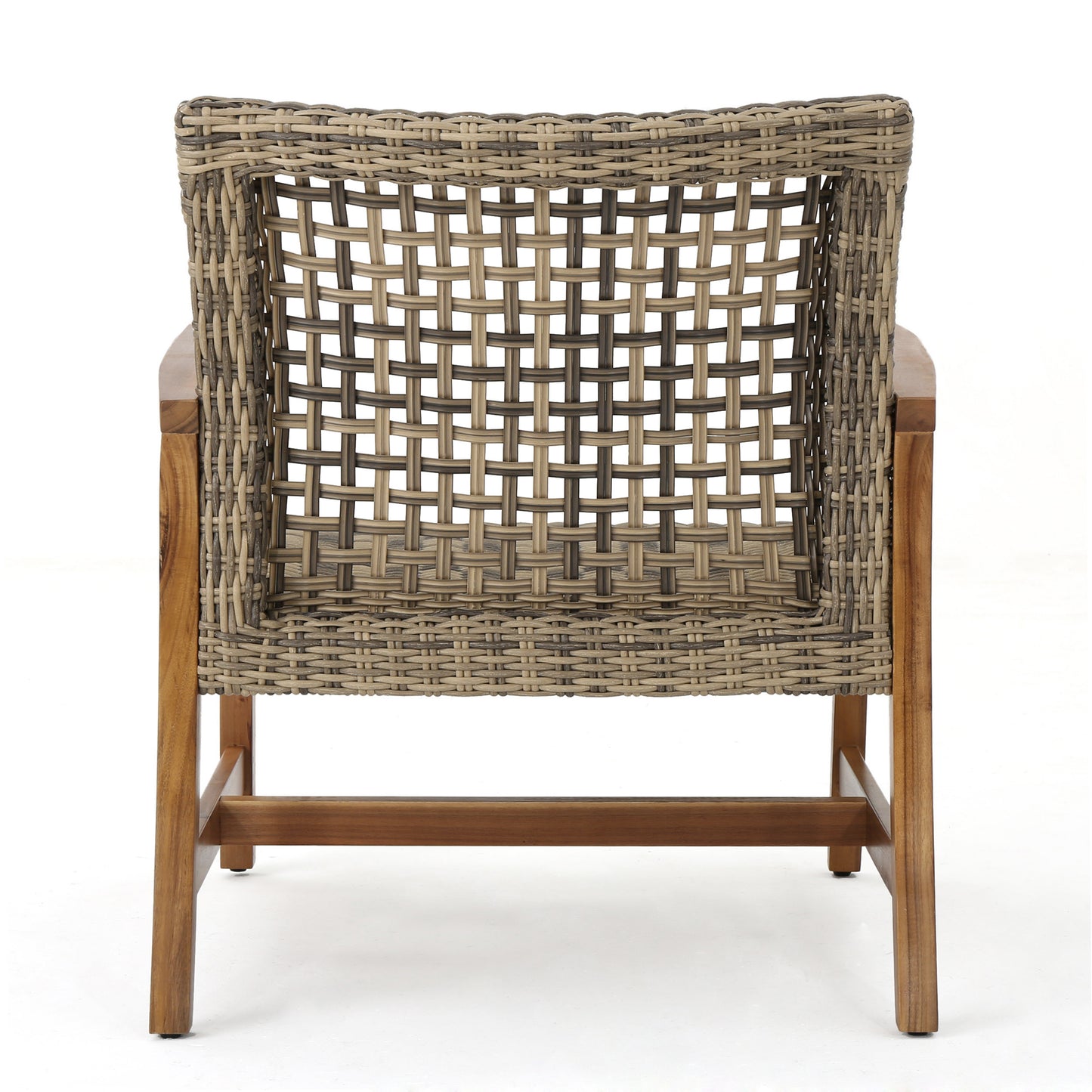 Hampton™ - Stylish Natural Grey Wooden & Wicker Outdoor Club Chairs Set of 2