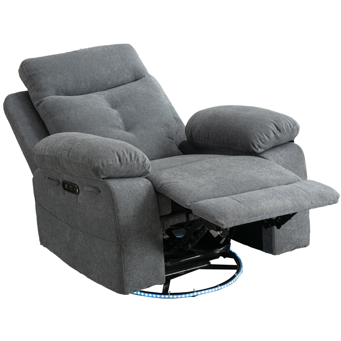 Vimora™ - Light Grey Power Recliner Glider Chair with Bluetooth Speaker and LED Light