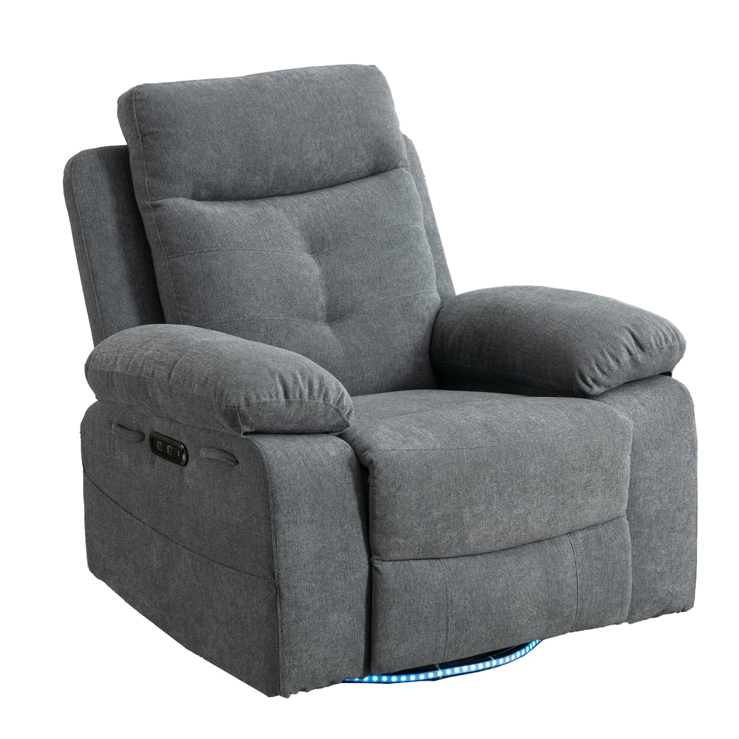 Vimora™ - Light Grey Power Recliner Glider Chair with Bluetooth Speaker and LED Light