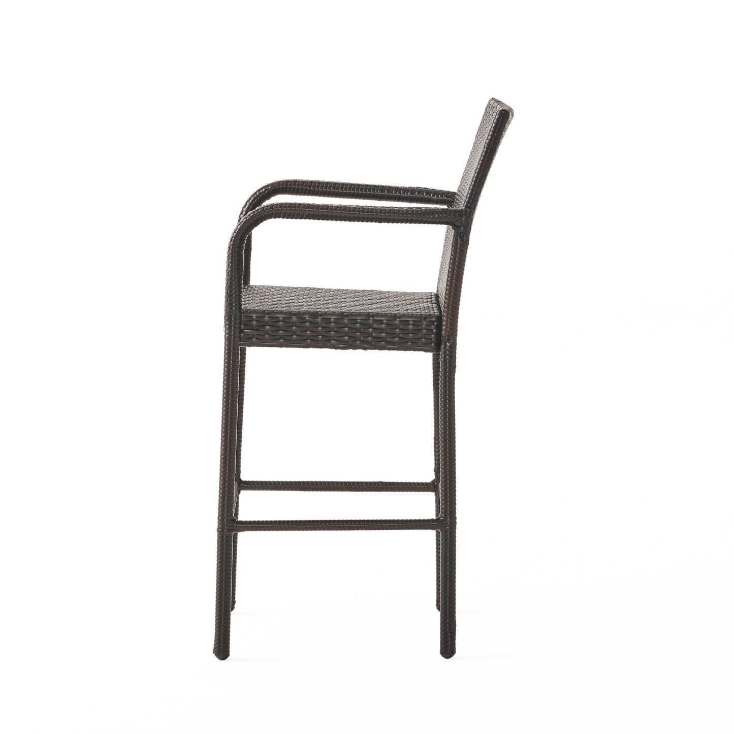 LITTLETON™ - Modern Outdoor Barstool Set with Faux Rattan and Iron Frame