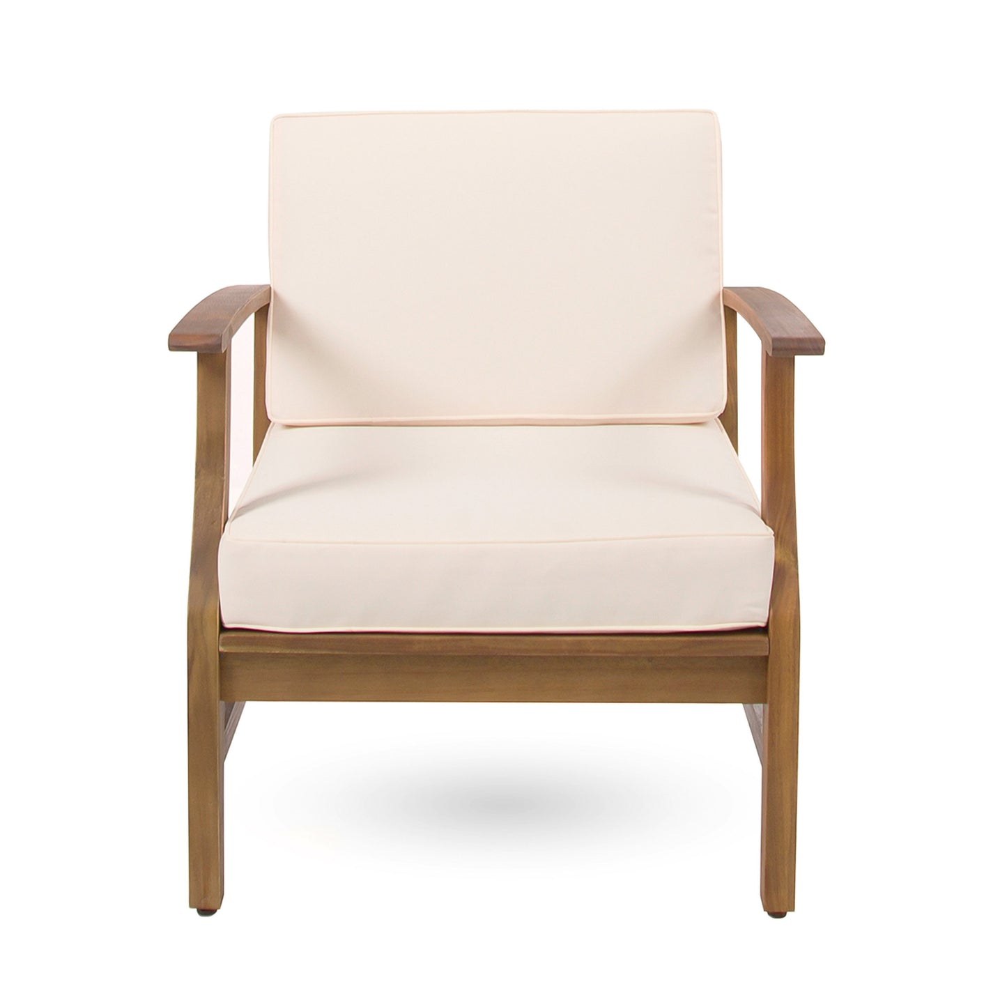 Vimora™ - Cream Acacia Wood Club Chair with Slat Panel Design