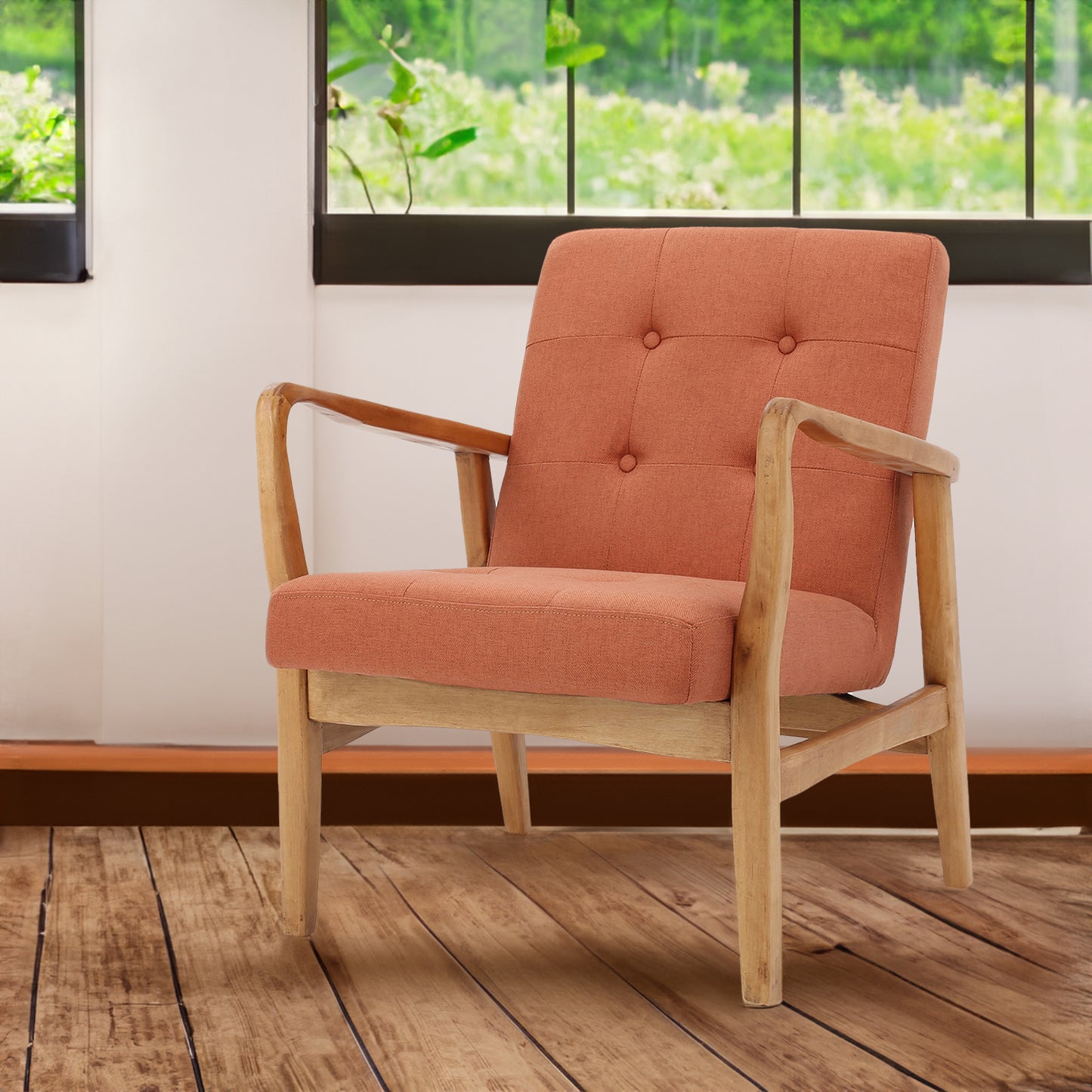Vimora™ - Stylish Orange Club Chair with Plush Button Tufting