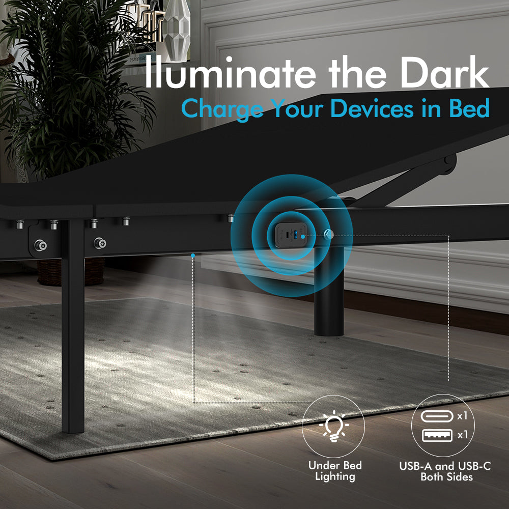 Vimora™ - Adjustable Twin XL Bed Frame with Wireless Remote, Zero Gravity & Underbed Lighting