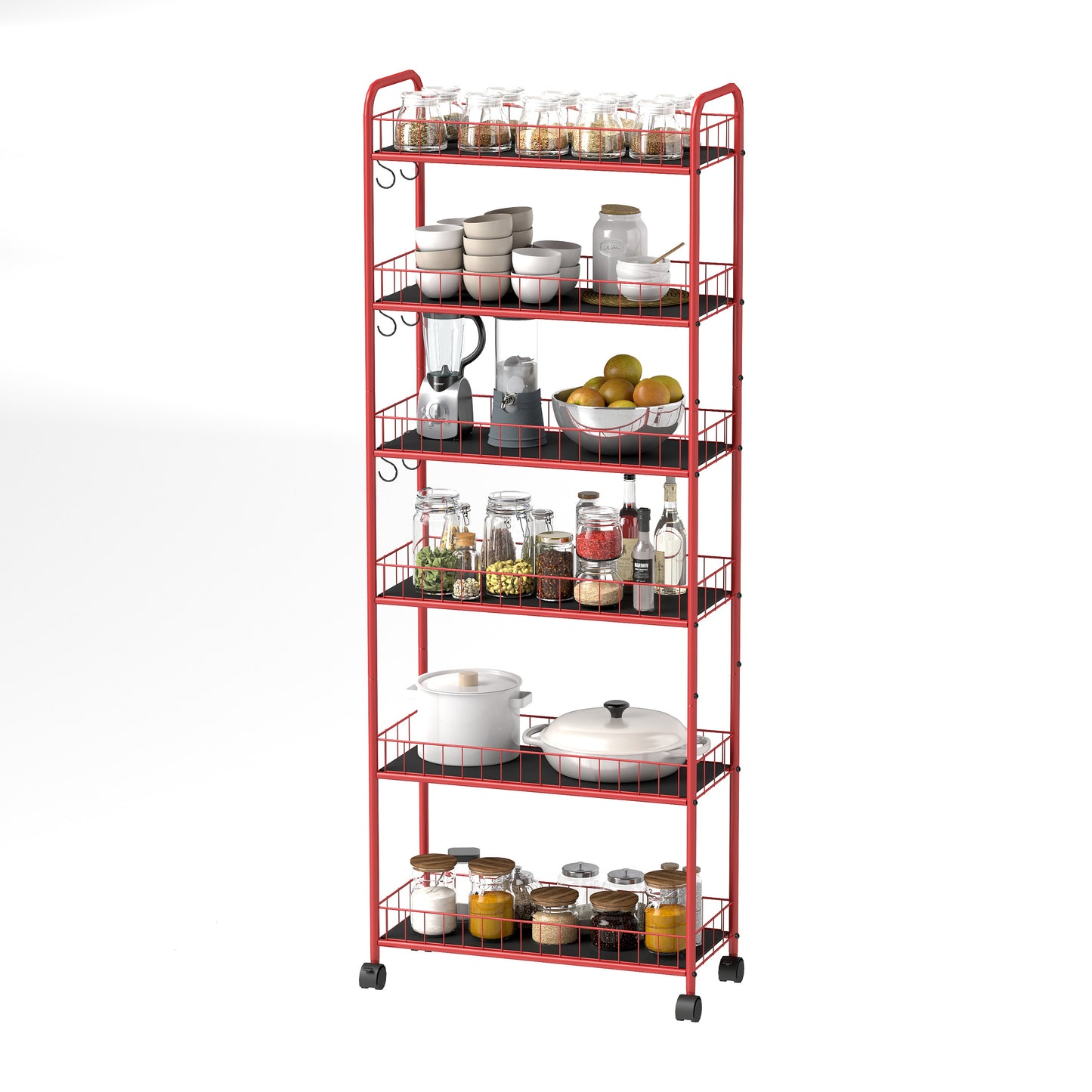 Vimora™ - Red 6-Tier Slim Rolling Storage Cart with Wheels