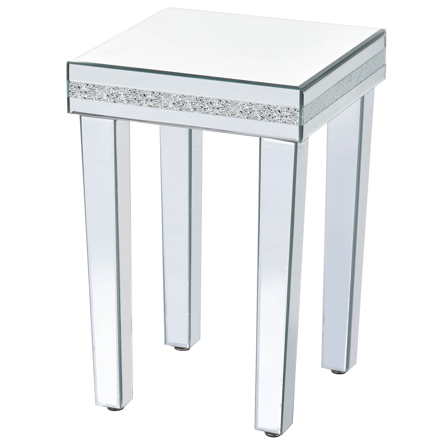 Vimora™ - Modern Glass Mirrored Silver End Table with Adjustable Height Legs