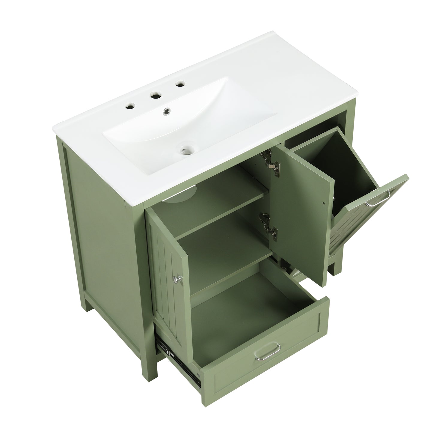Vimora™ - 36-Inch Green Bathroom Vanity with Sink, Solid Wood & MDF, Modern Design, Ample Storage
