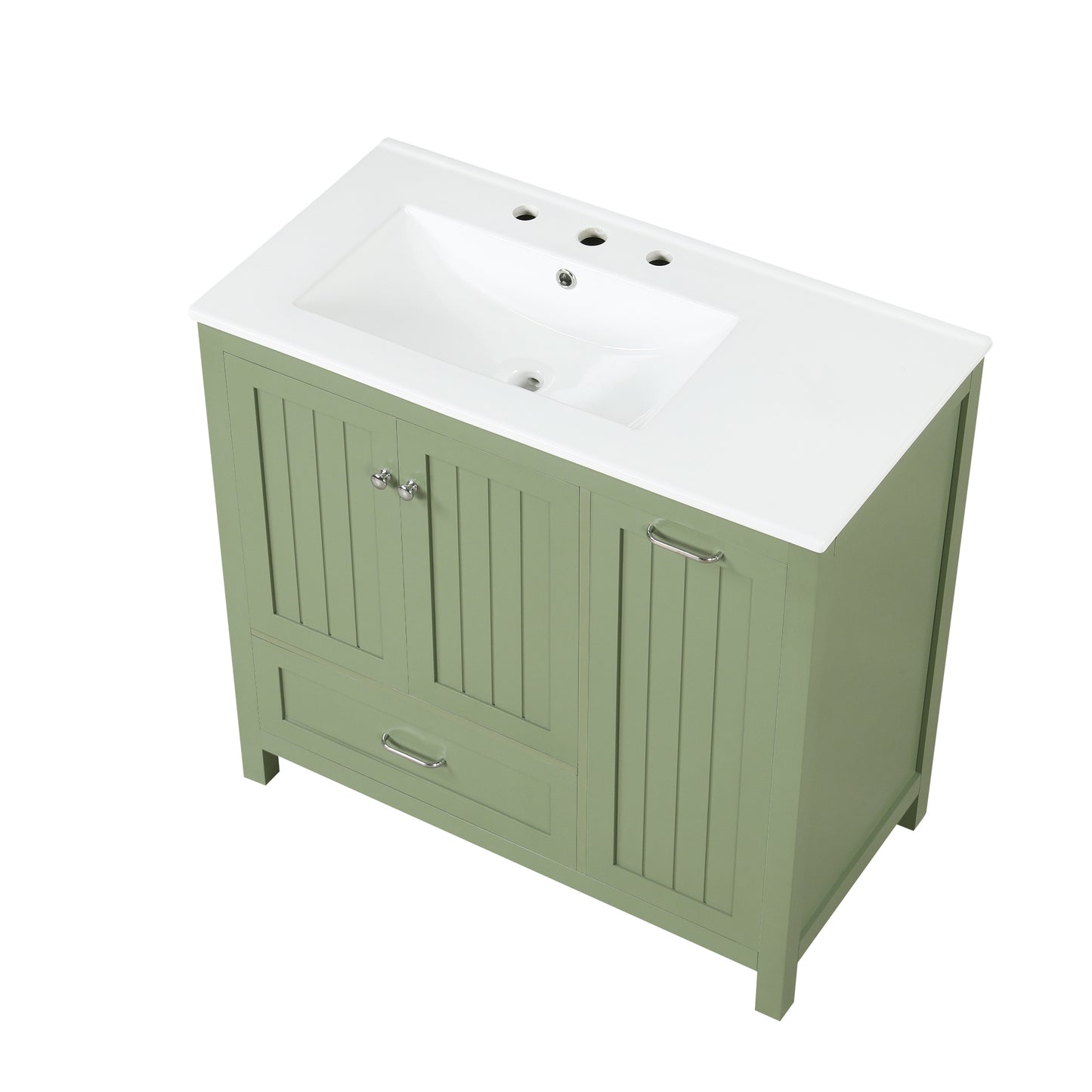 Vimora™ - 36-Inch Green Bathroom Vanity with Sink, Solid Wood & MDF, Modern Design, Ample Storage