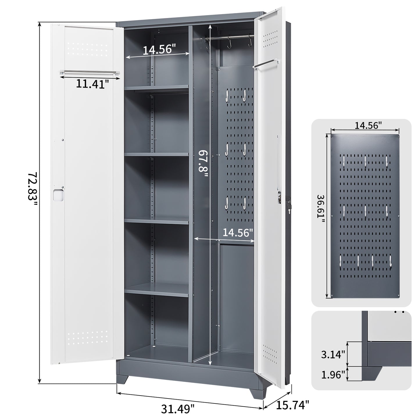 Vimora™ - Lockable Metal Storage Cabinet, Tall Cleaning Tool Organizer