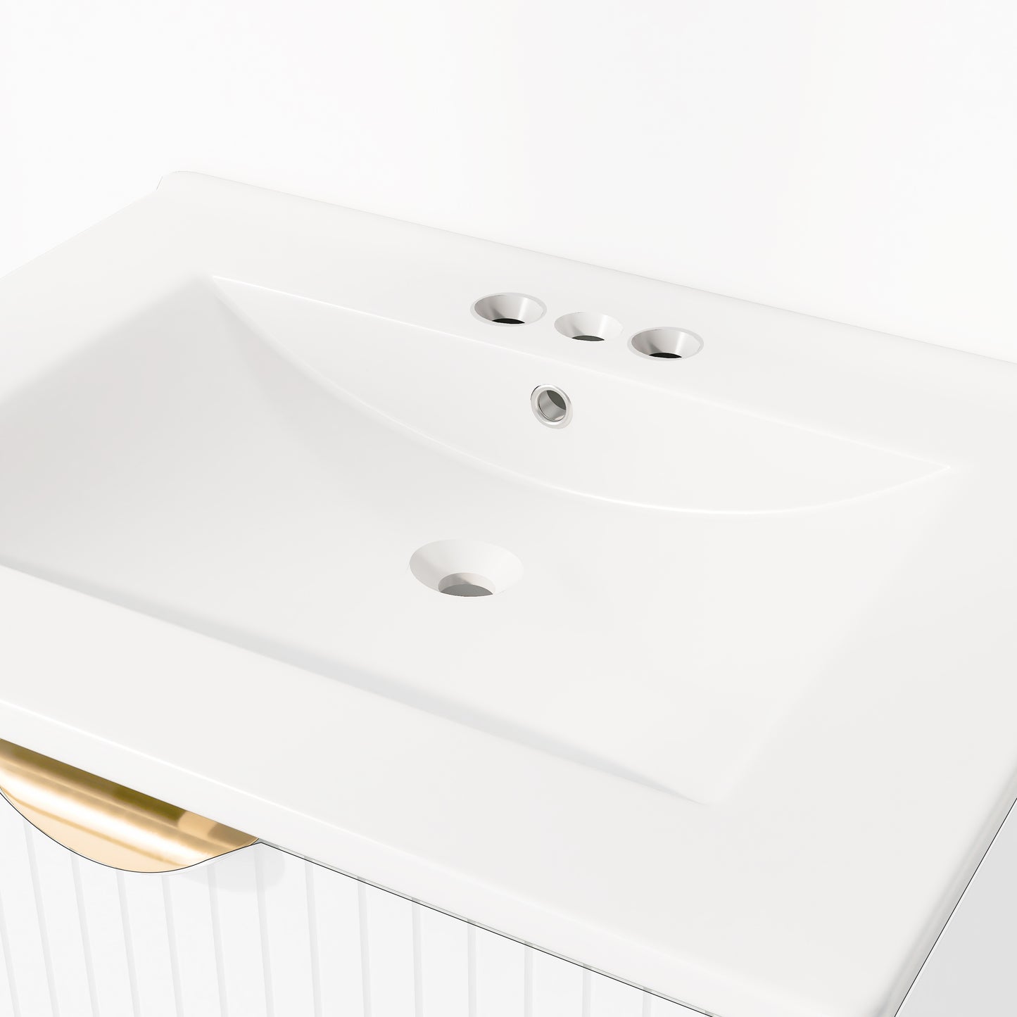 Vimora™ - Modern 24-Inch White Wall-Mounted Bathroom Vanity with 2 Drawers