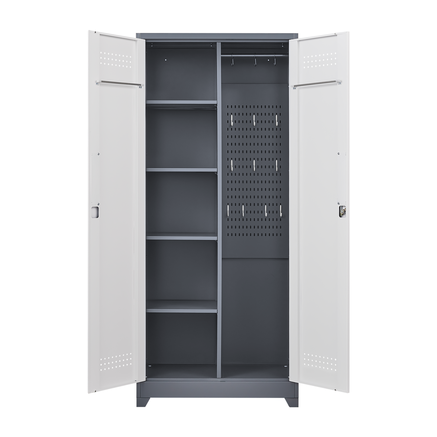Vimora™ - Lockable Metal Storage Cabinet, Tall Cleaning Tool Organizer