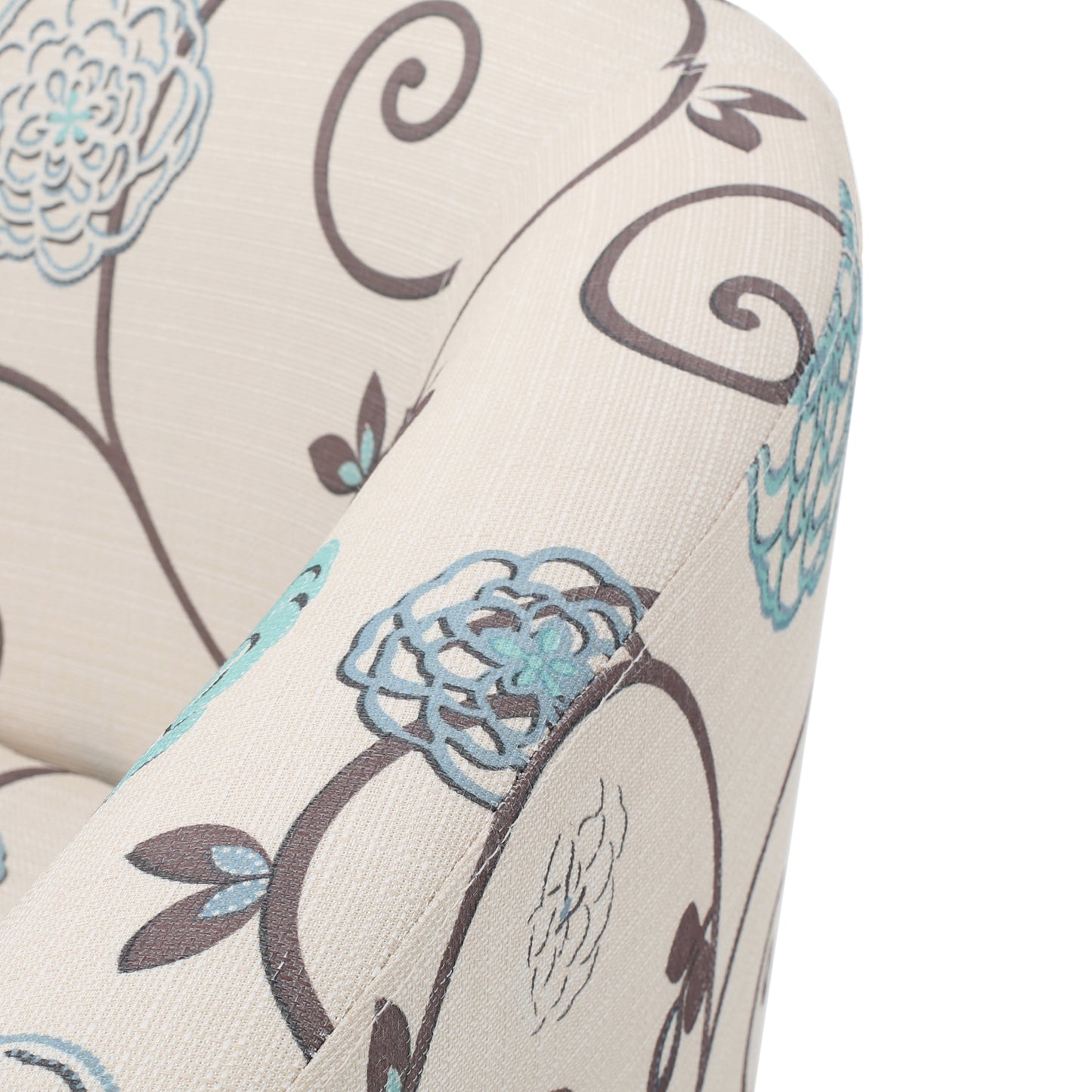 Vimora™ - White and Blue Fabric Club Chair with Birch Wood Legs
