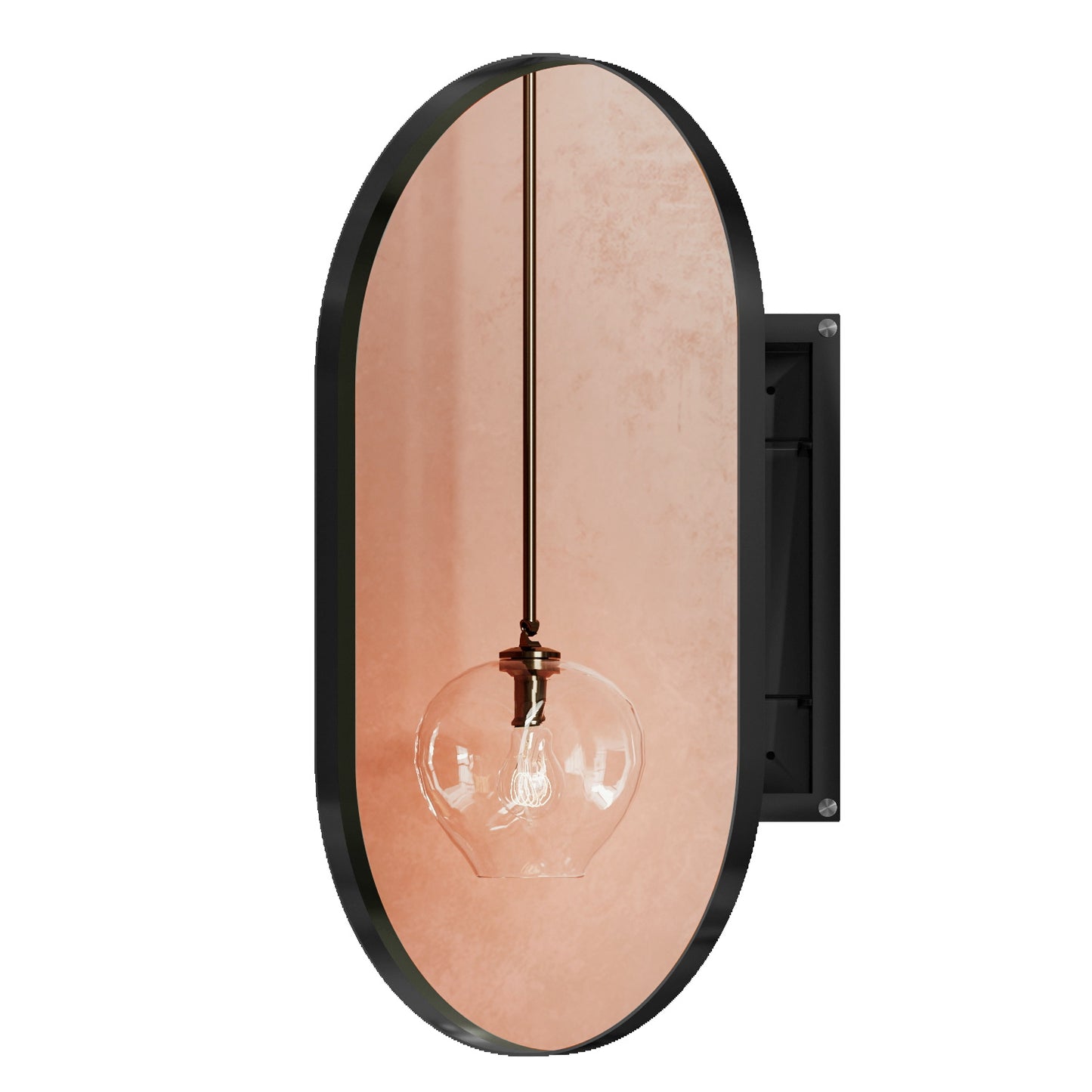 Vimora™ - 20x34 Inch Matte Black Oval Medicine Cabinet with Mirror & Adjustable Shelves