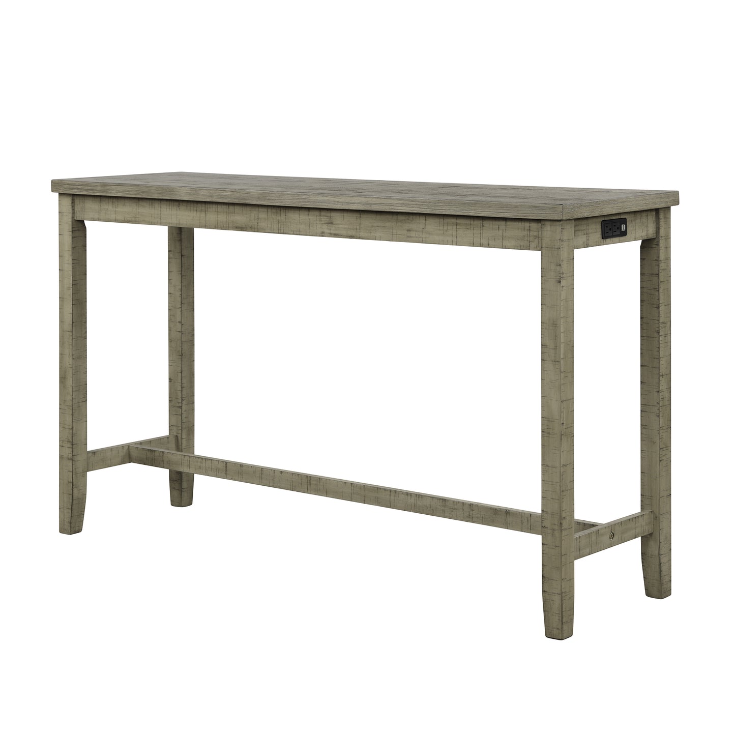 Vimora™ - Rustic 4-Piece Counter Height Dining Set with Padded Stools and Charging Socket