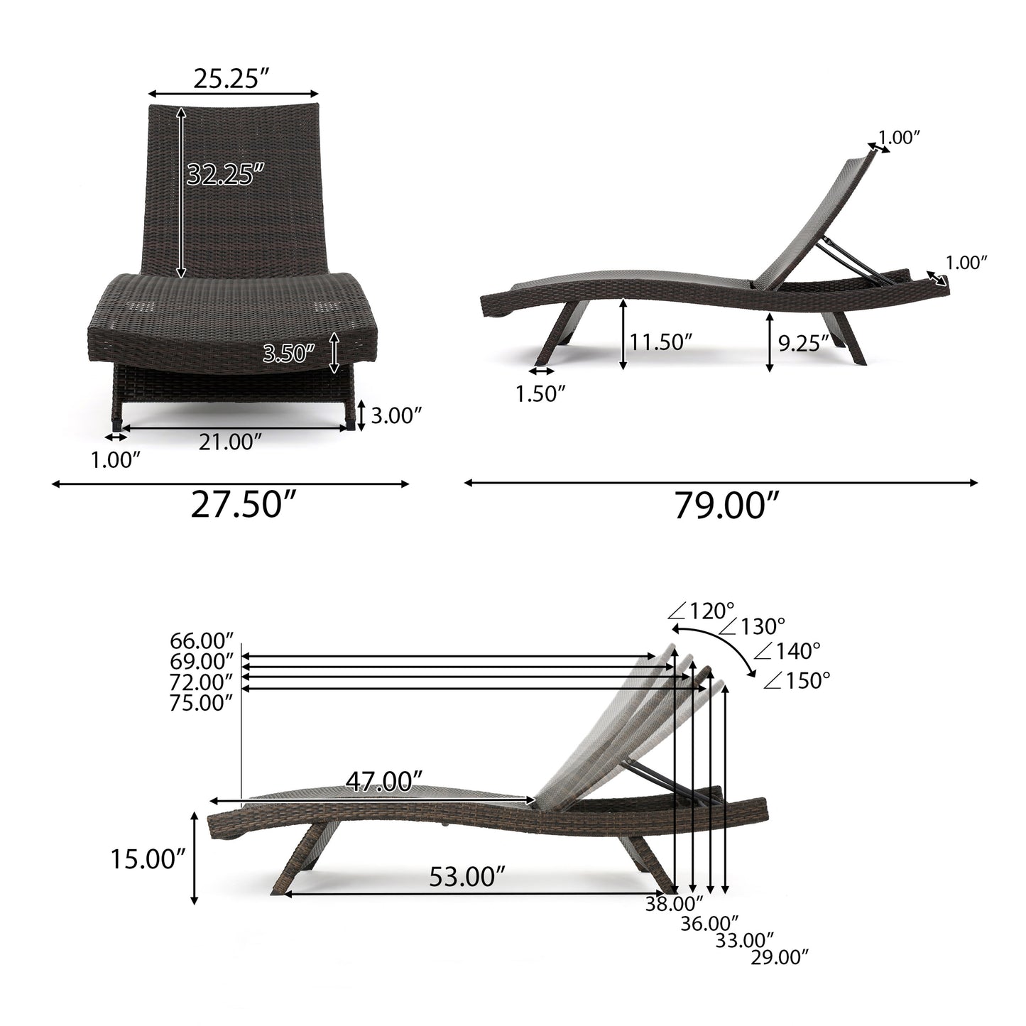 Vimora™ - Wicker Chaise Lounge for Relaxing Poolside Sunbathing