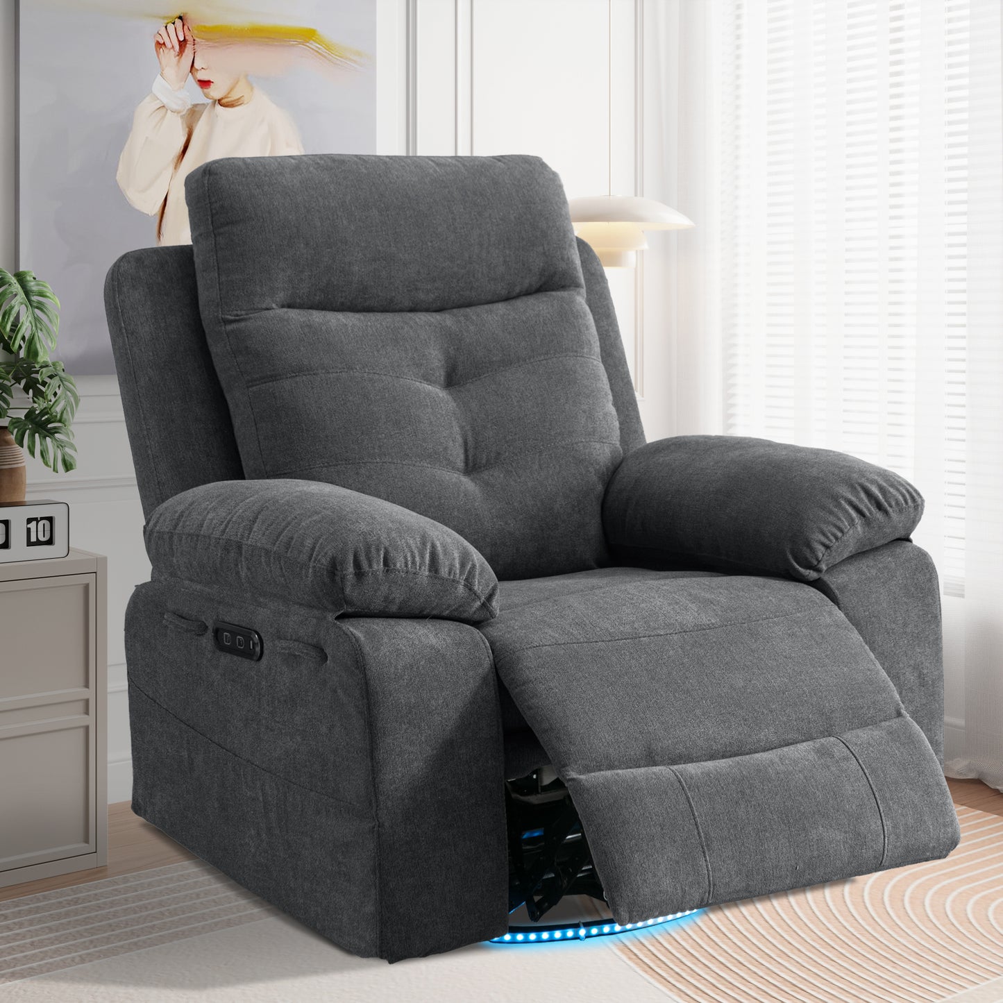 Vimora™ - Rotating Electric Recliner Lounge Chair with Bluetooth, LED Light & Adjustable Footrest