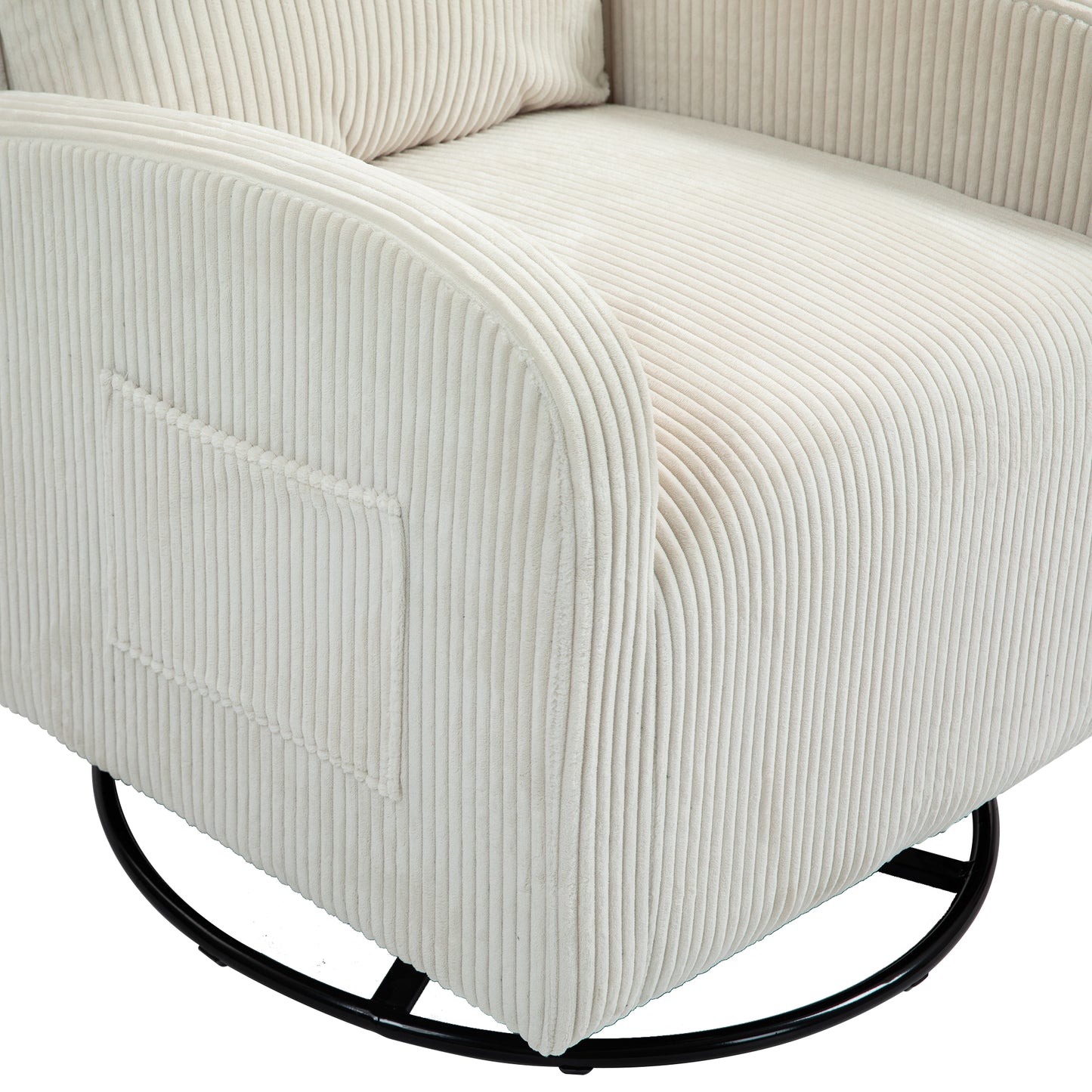 Vimora™ - Beige Upholstered Swivel Glider Rocking Chair