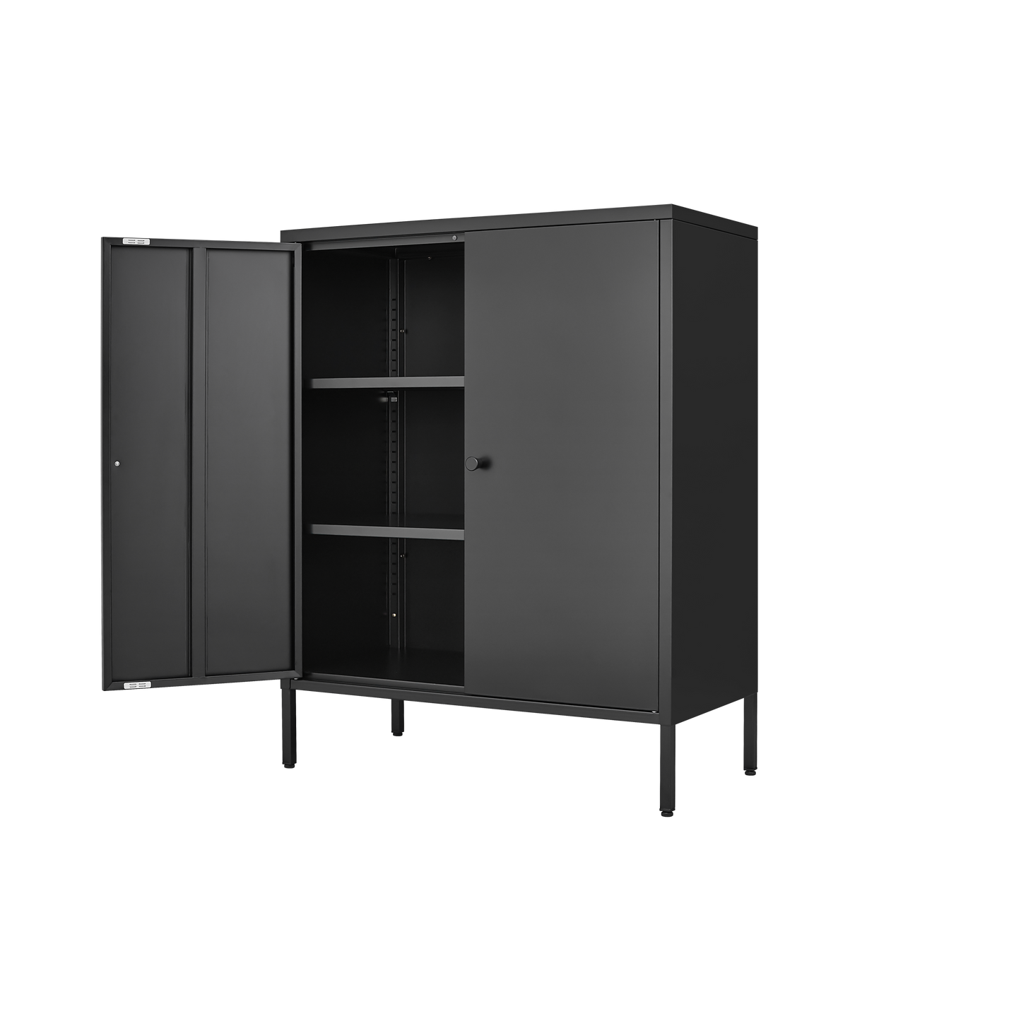 Vimora™ - Kitchen Buffet Server Table with Doors, Metal Sideboard Console Cabinet in Black