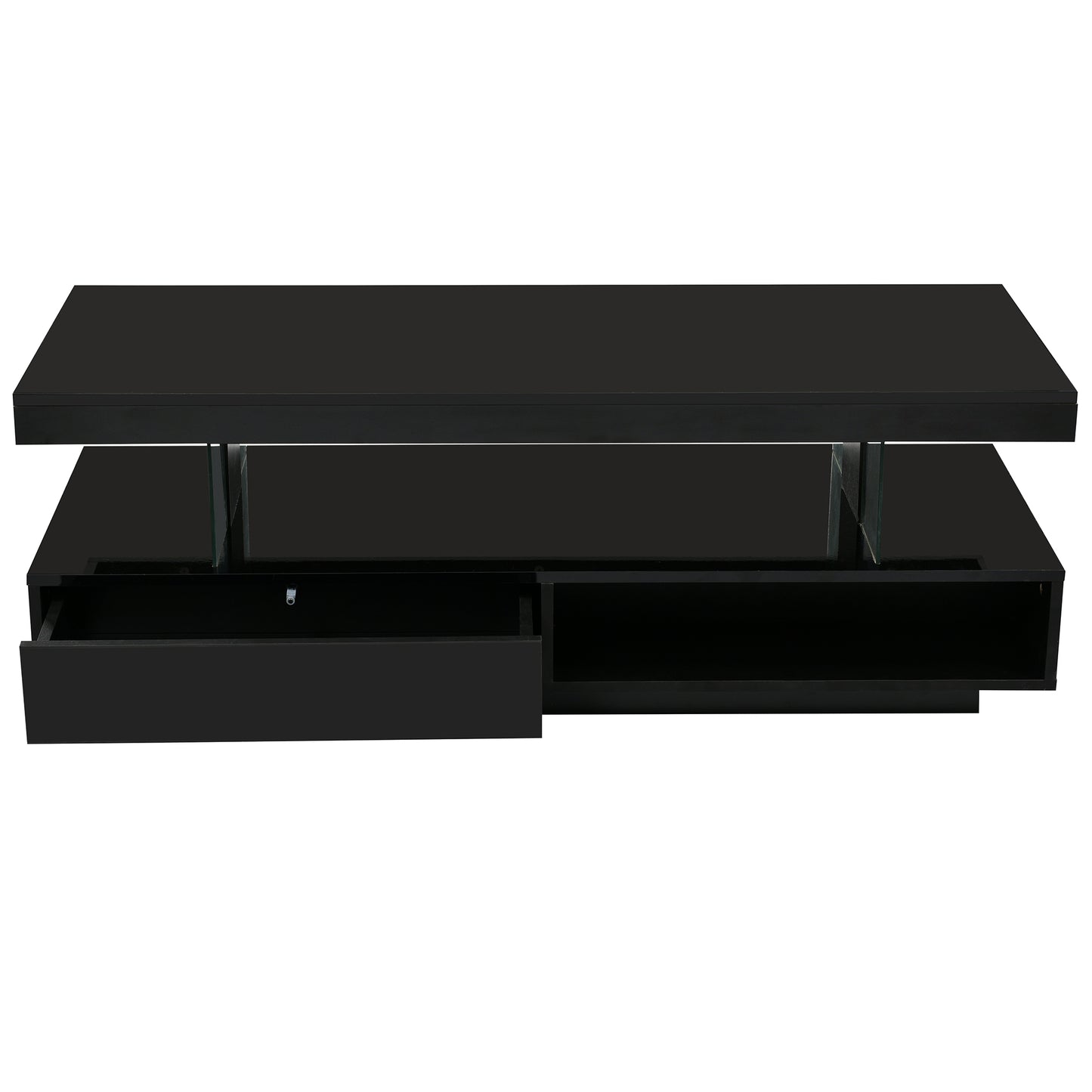 Vimora™ - Modern LED Coffee Table with Storage, 2 Drawers & Display Rack (Black)