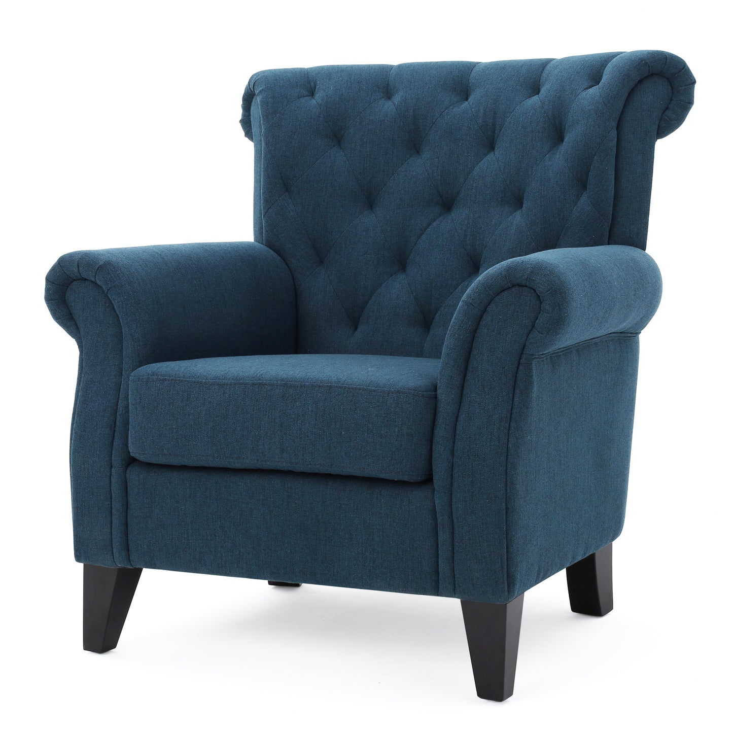 Vimora™ - Springfield Tufted Navy Blue Fabric Club Chair with Nailhead Trim and Cushion