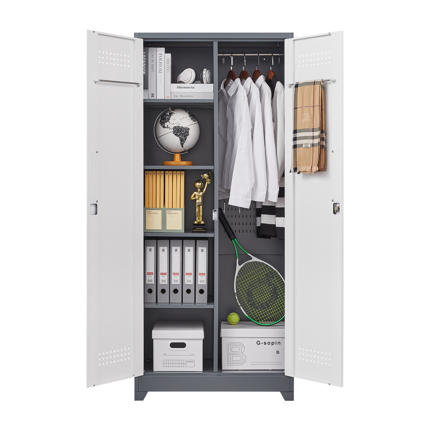 Vimora™ - Lockable Metal Storage Cabinet, Tall Cleaning Tool Organizer