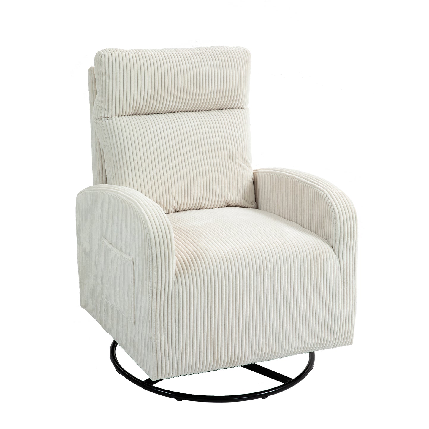Vimora™ - Beige Upholstered Swivel Glider Rocking Chair