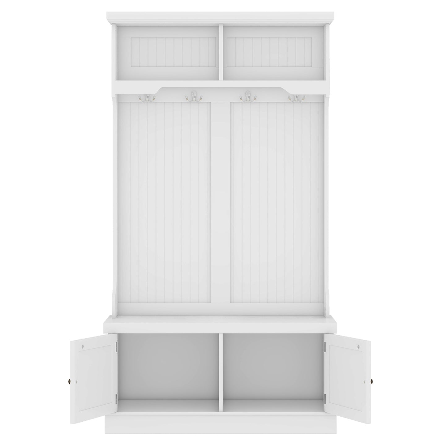 Vimora™ - White Hall Tree with Storage Shoe Bench and Coat Racks