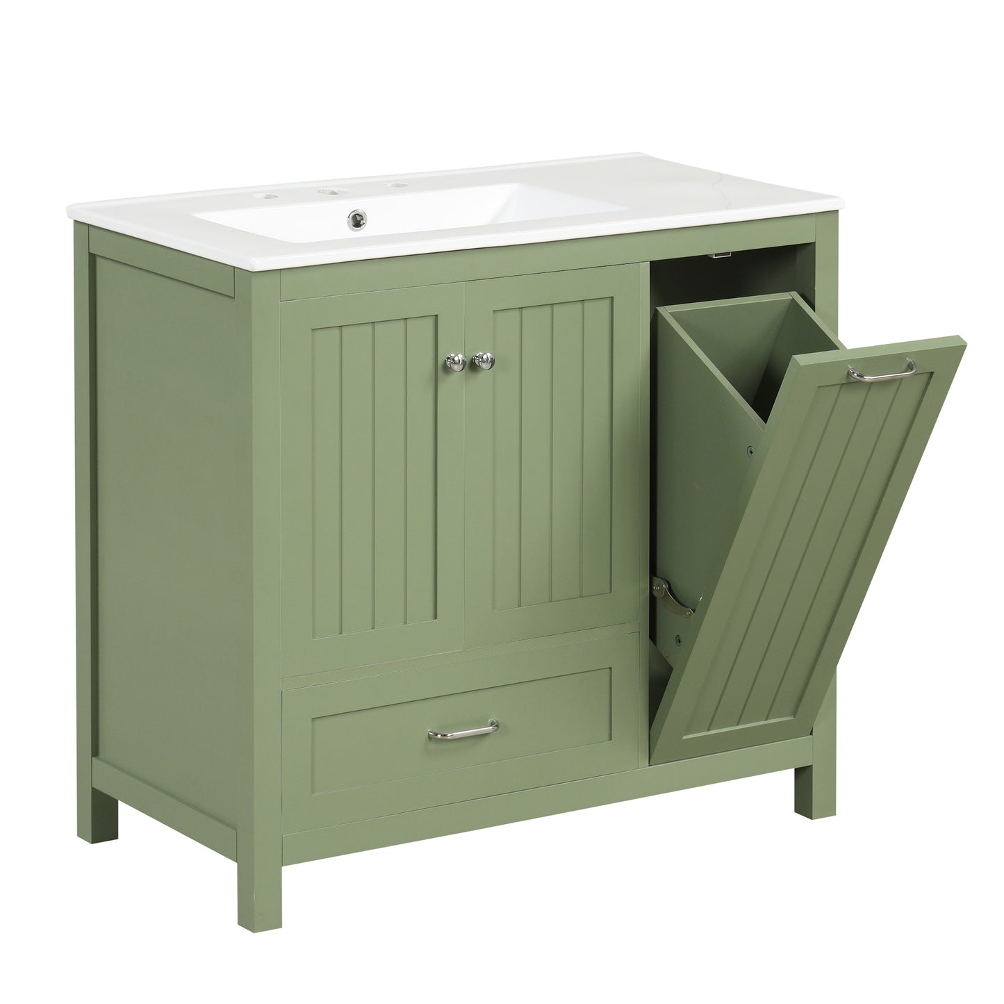 Vimora™ - 36-Inch Green Bathroom Vanity with Sink, Solid Wood & MDF, Modern Design, Ample Storage