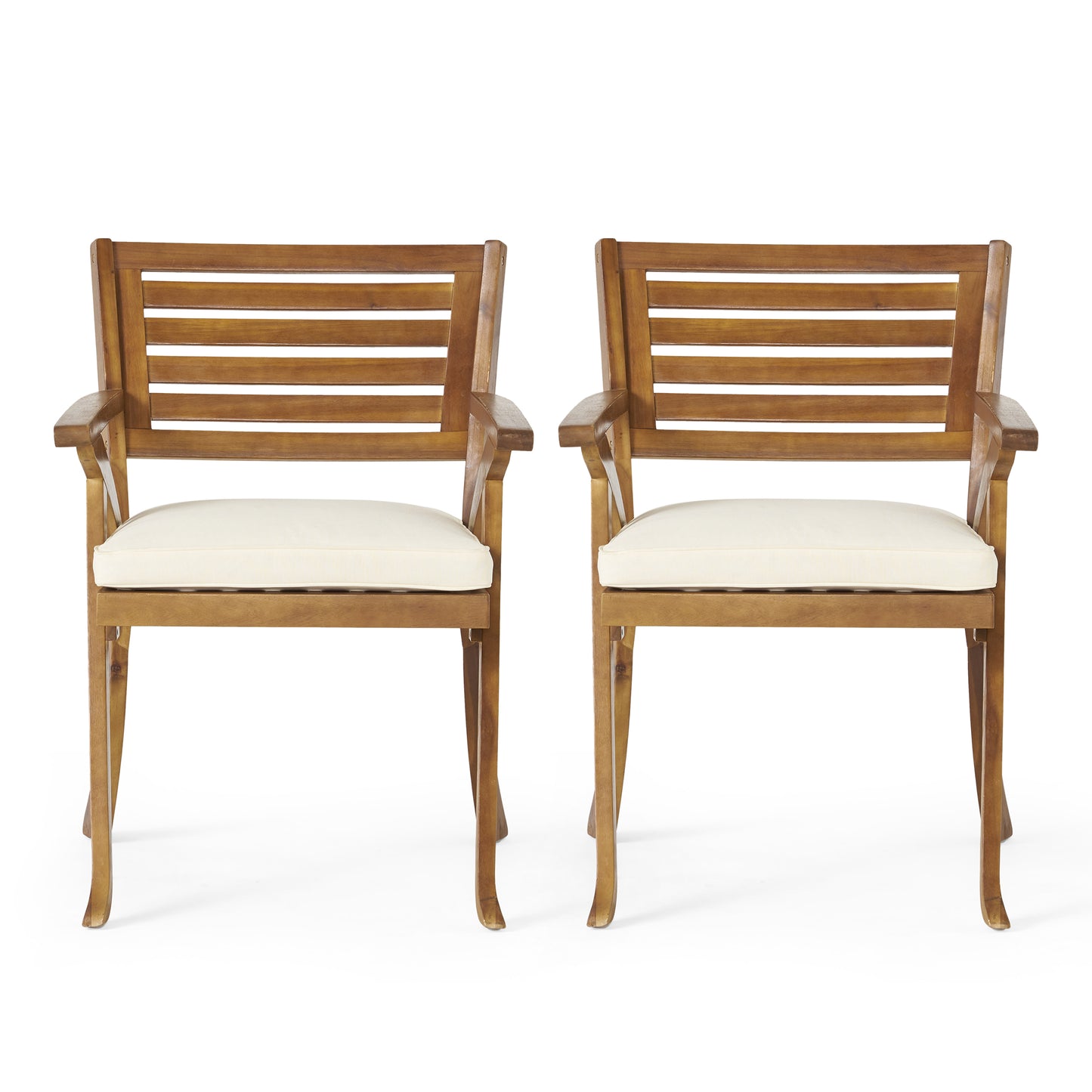 Vimora™ - Teak Acacia Wood Dining Chairs with Water-Resistant Cushions (Set of 2)
