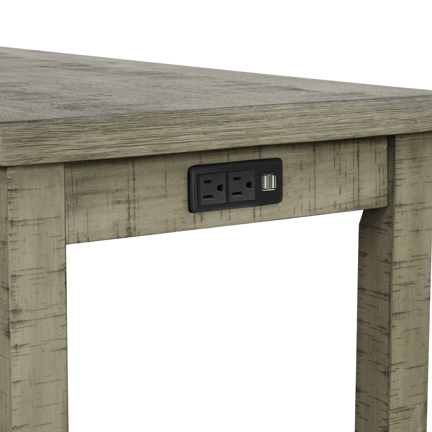 Vimora™ - Rustic 4-Piece Counter Height Dining Set with Padded Stools and Charging Socket