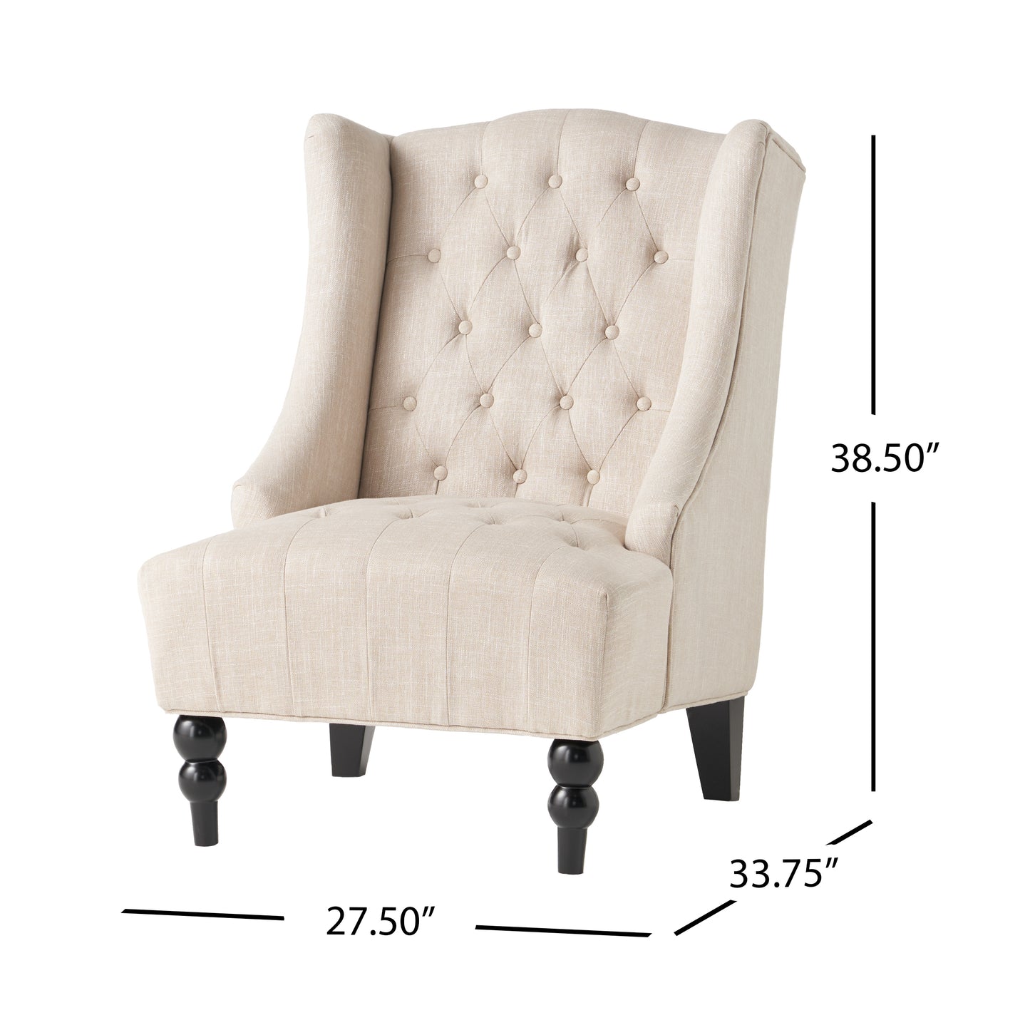 Yvonne™ - Elegant Wingback Club Chair with Button-Tufted Design and Birch Wood Legs