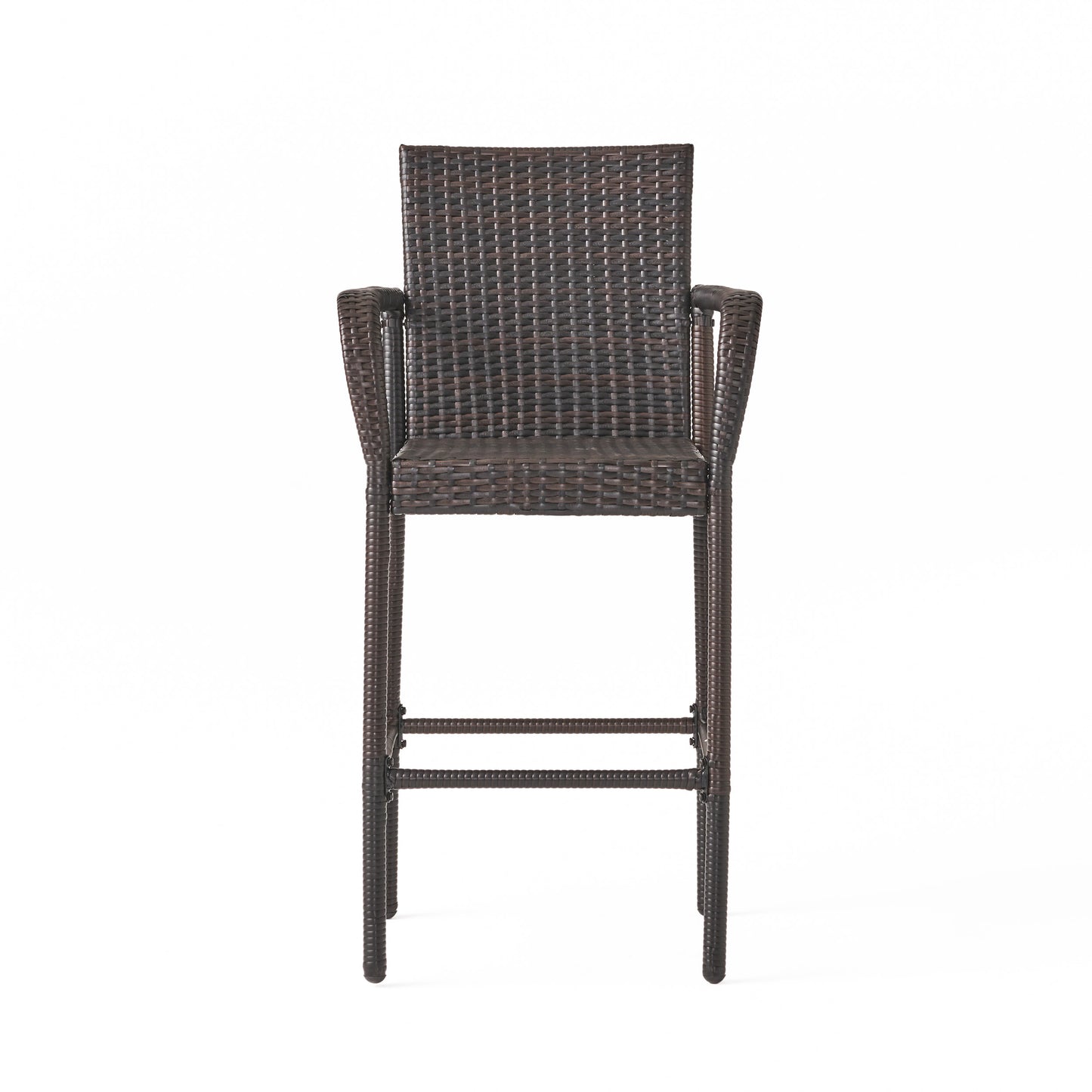 LITTLETON™ - Modern Outdoor Barstool Set with Faux Rattan and Iron Frame