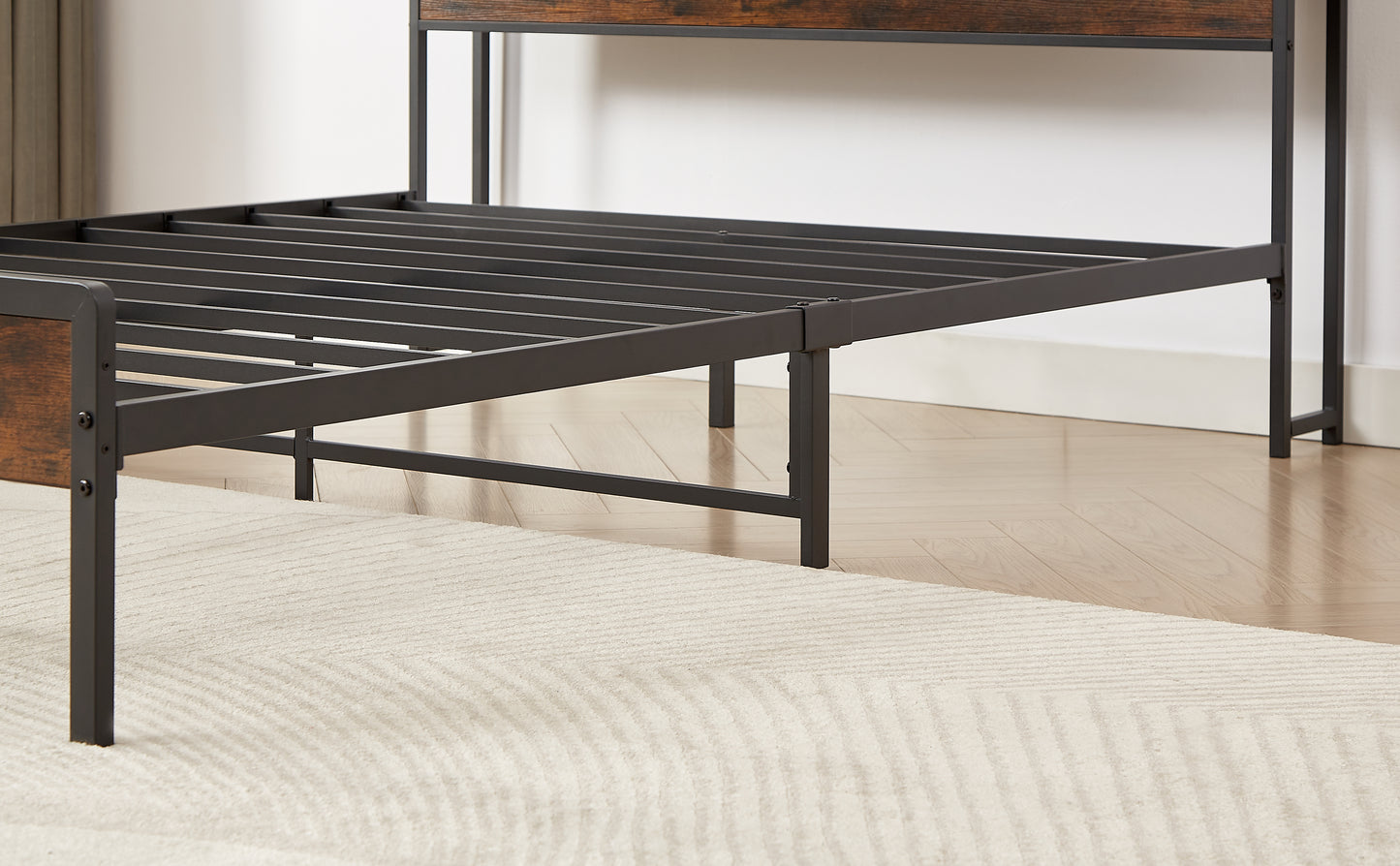 Vimora™ - Rustic Brown Full Size Bed Frame with Charging Station & USB Ports