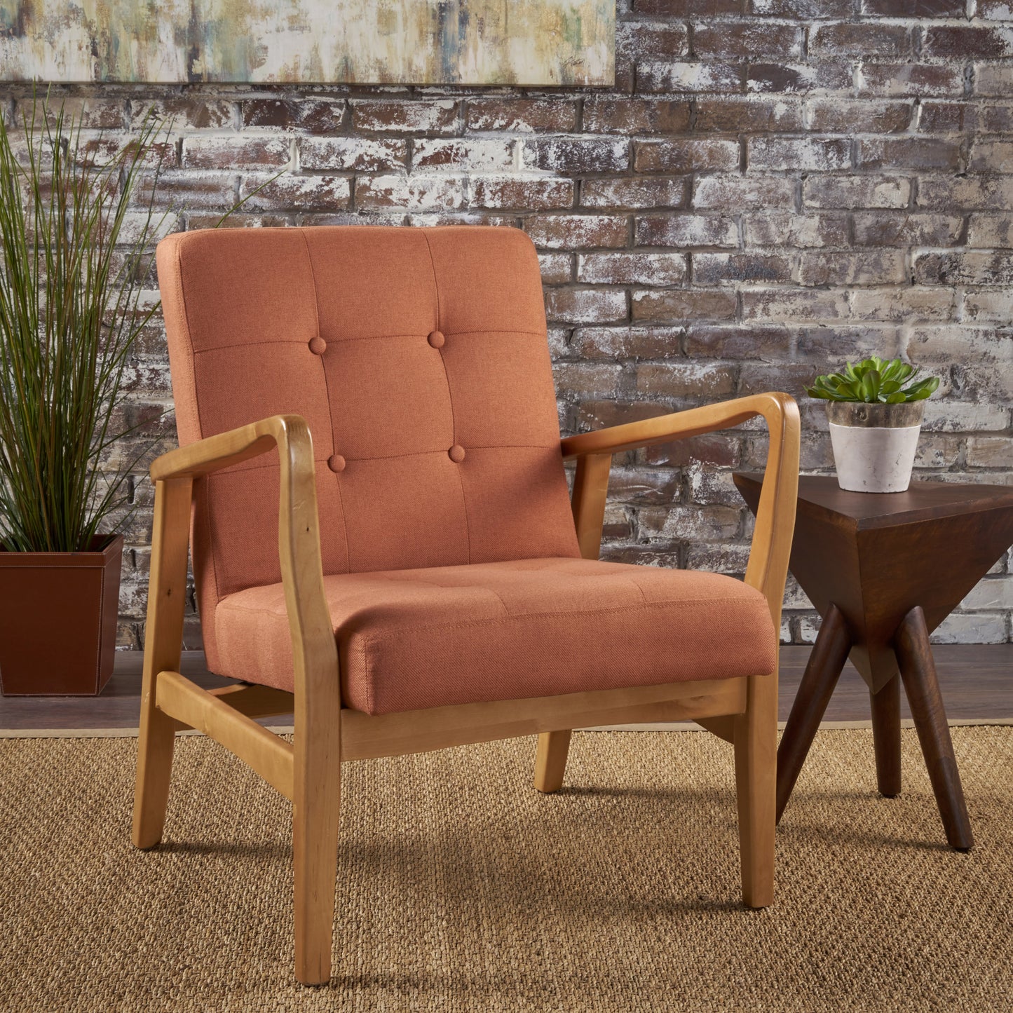 Vimora™ - Stylish Orange Club Chair with Plush Button Tufting