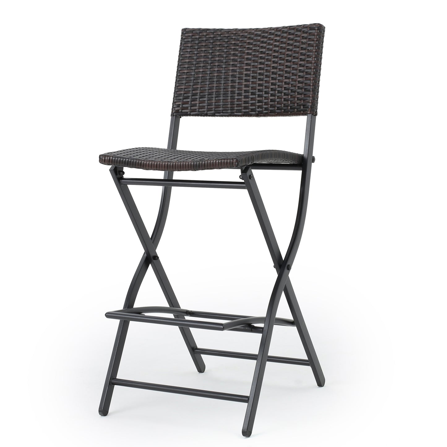 Vimora™ - Outdoor Foldable Wicker Barstools, Faux Rattan Patio Chairs, Brown Multi (Set of 2)