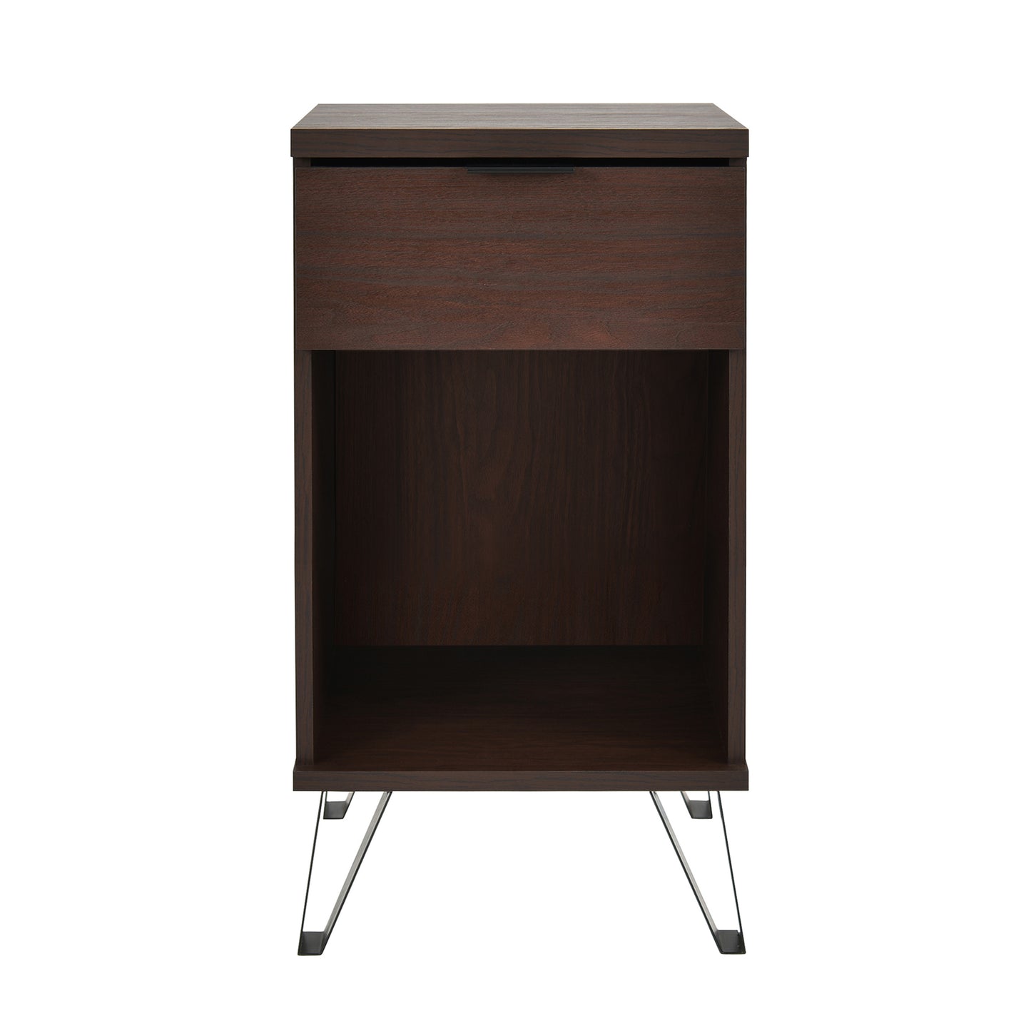 Luca™️ - Walnut 1 Drawer Tall End Table with Shelf for Modern Bedrooms