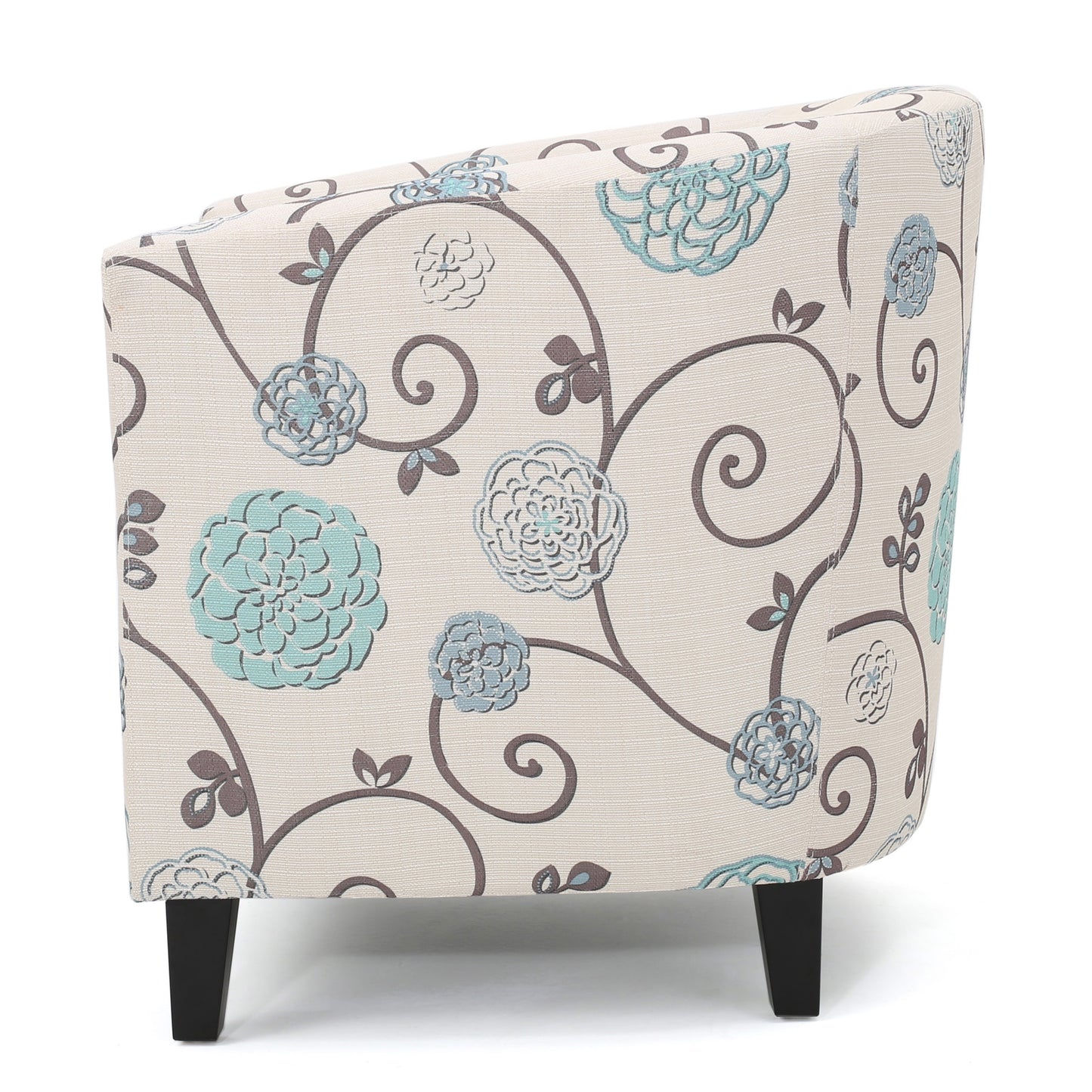 Vimora™ - White and Blue Fabric Club Chair with Birch Wood Legs