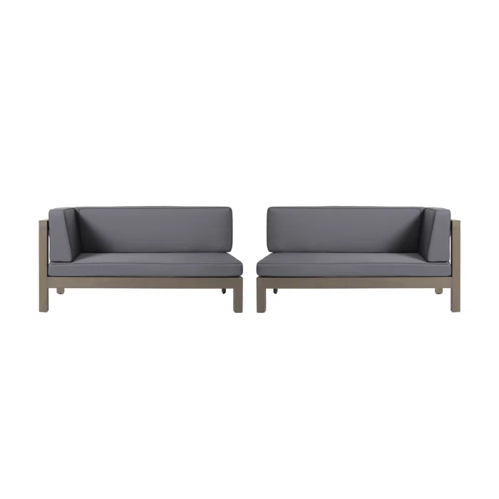 Vimora™ - Dark Grey Acacia Wood X-Back Corner Bench Set for 4 with Water-Resistant Cushions