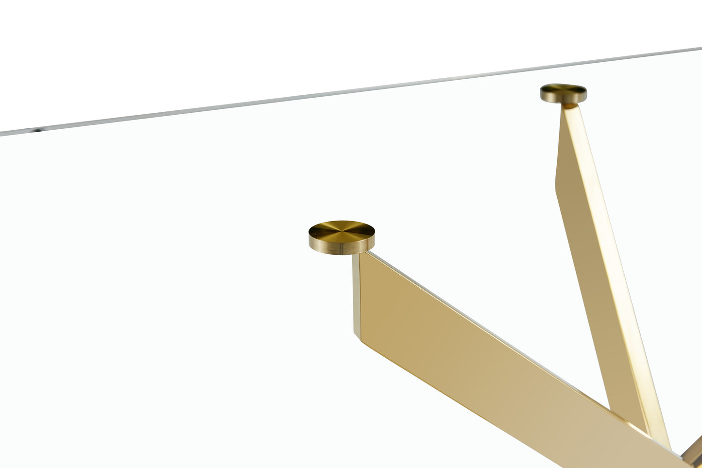 Vimora™ - 63" Tempered Glass Dining Table with Golden Metal Legs