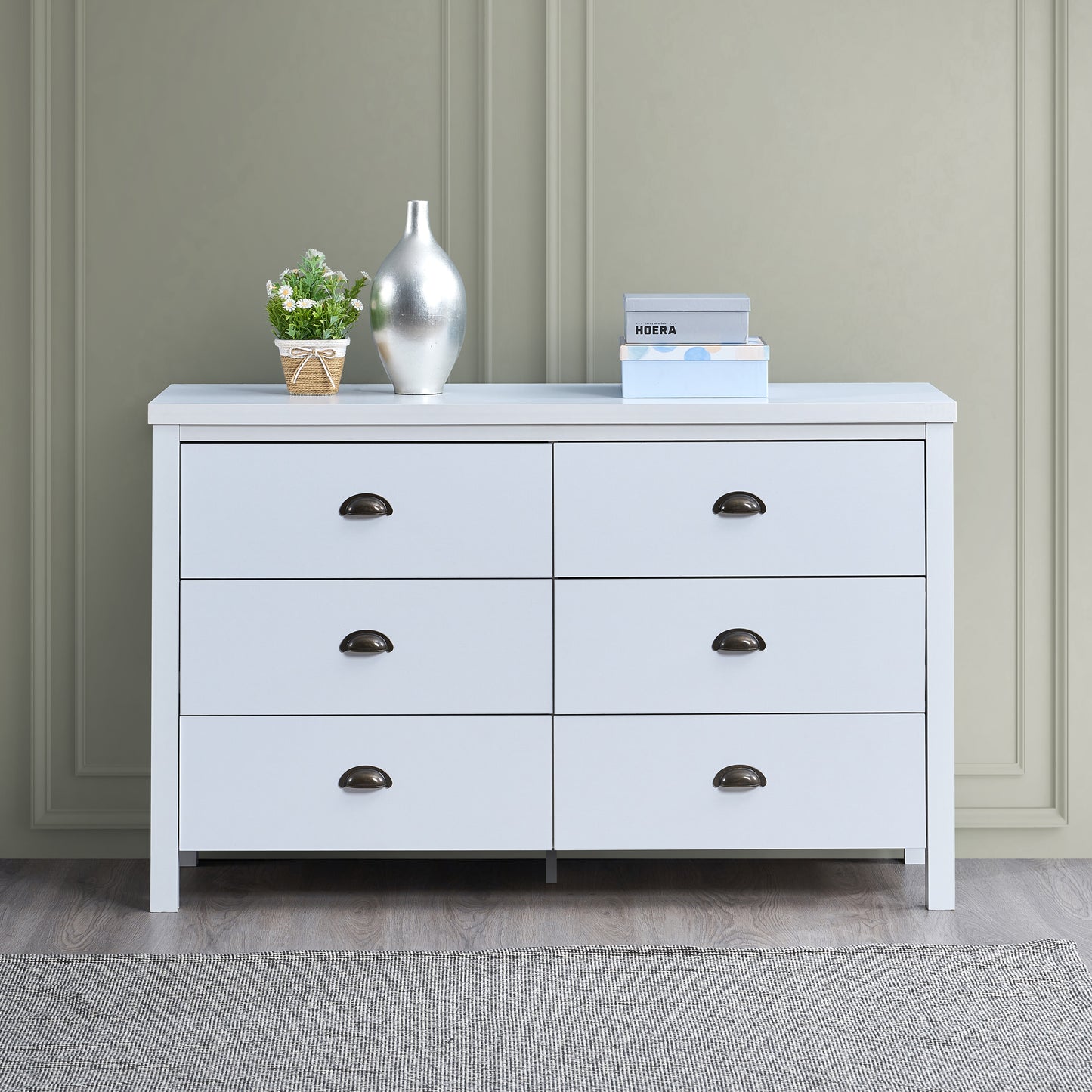 Vimora™ - Classic White 6-Drawer Dresser with Interlocking Function and Easy Assembly