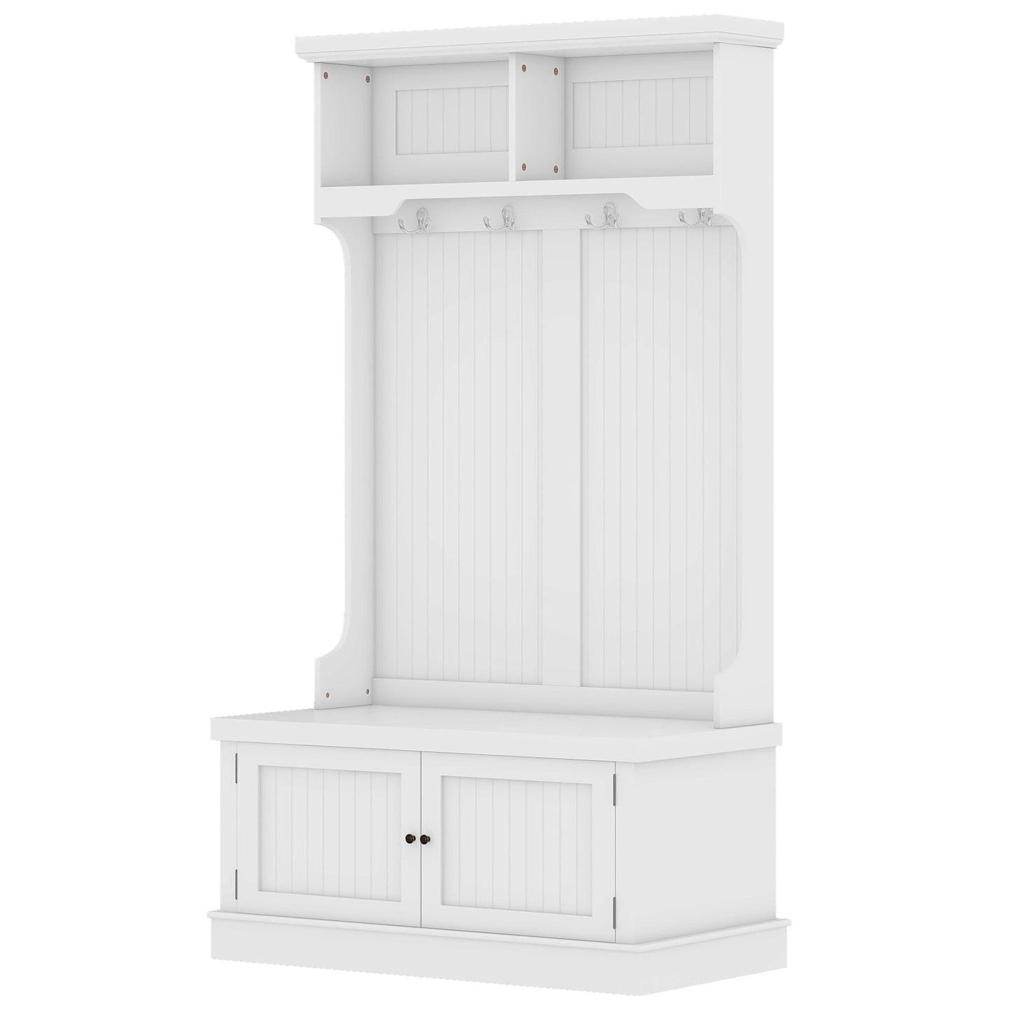 Vimora™ - White Hall Tree with Storage Shoe Bench and Coat Racks