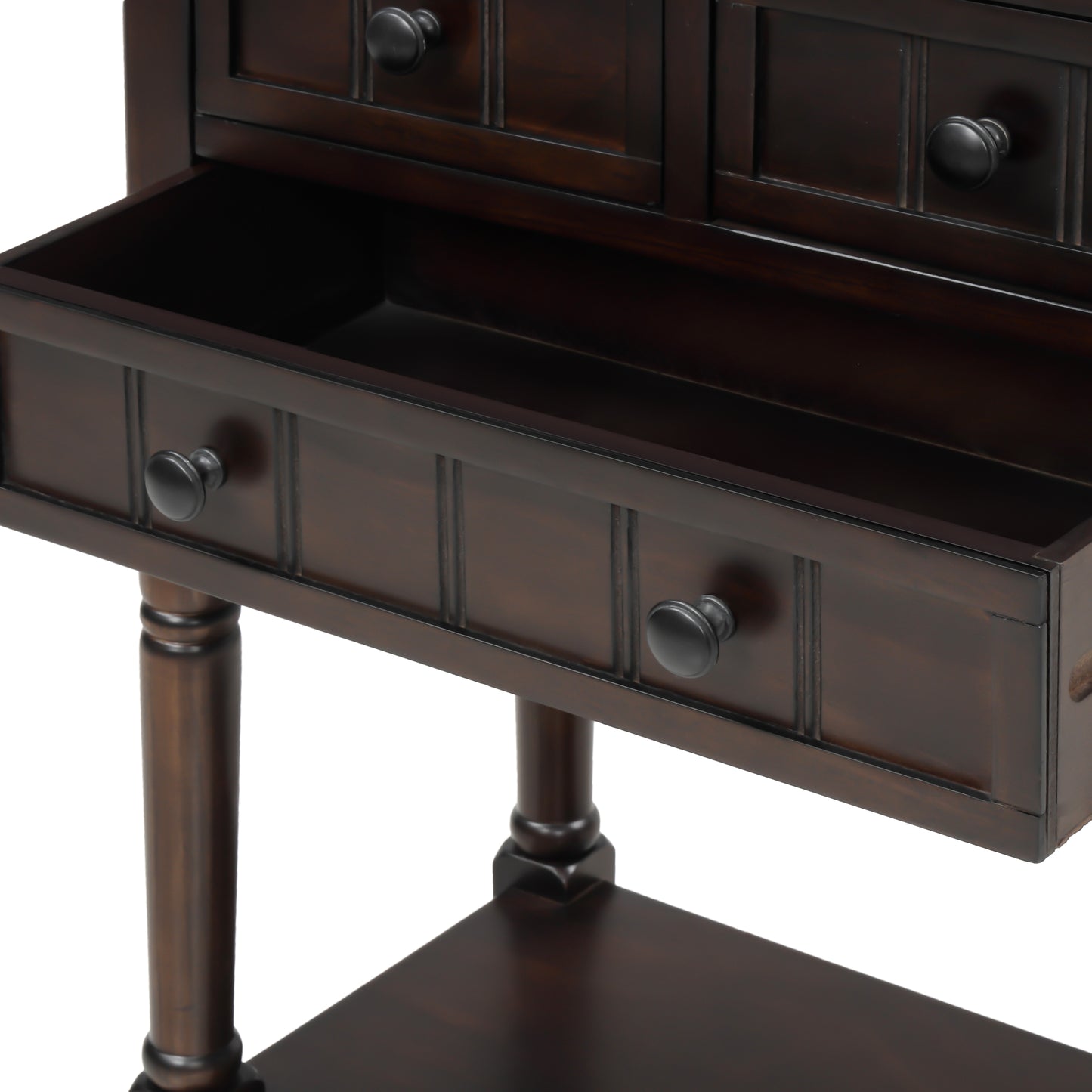 Sophie™️ - Narrow Console Desk with Storage Drawers and Bottom Shelf in Espresso